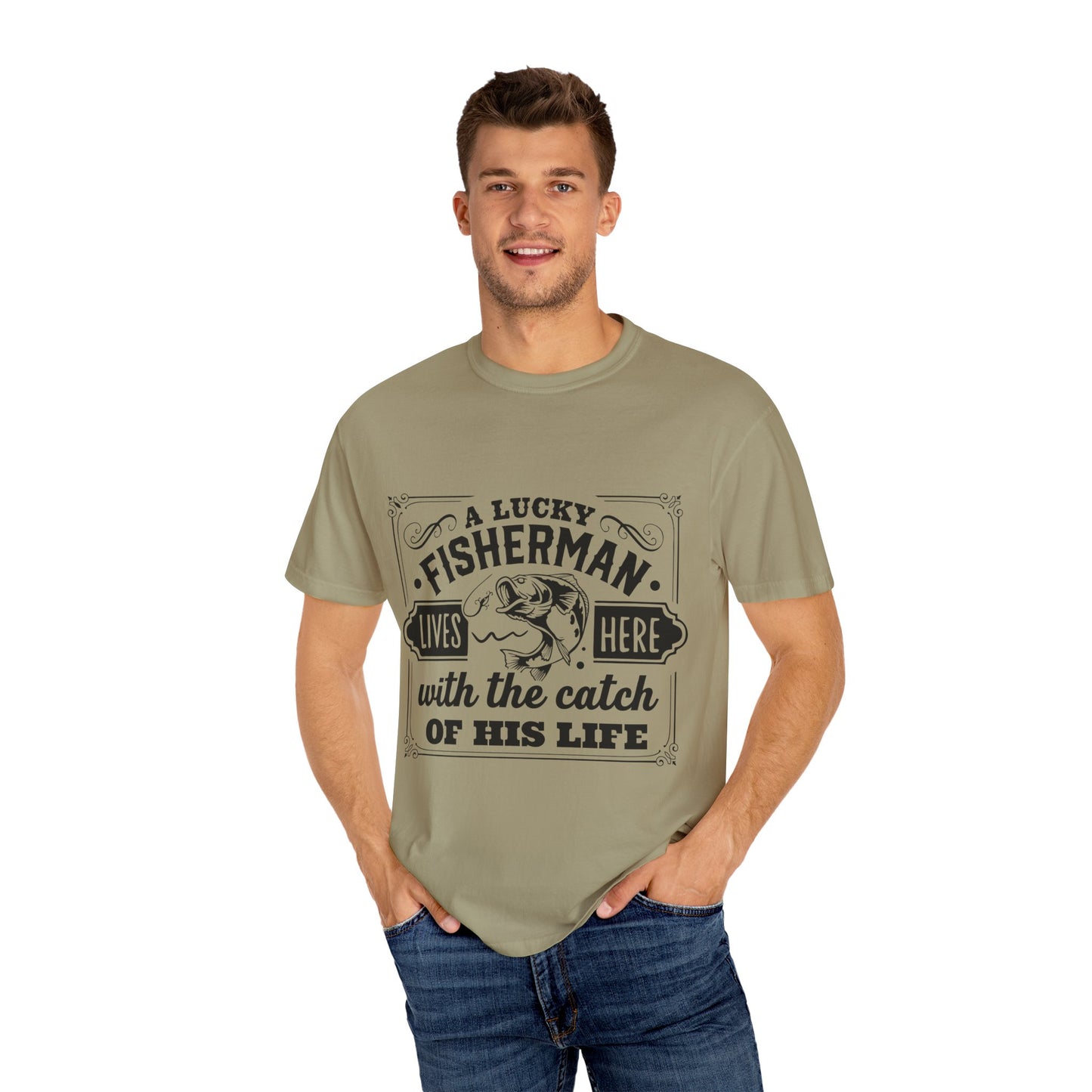 Fisherman lives here: Unisex Garment-Dyed T-shirt