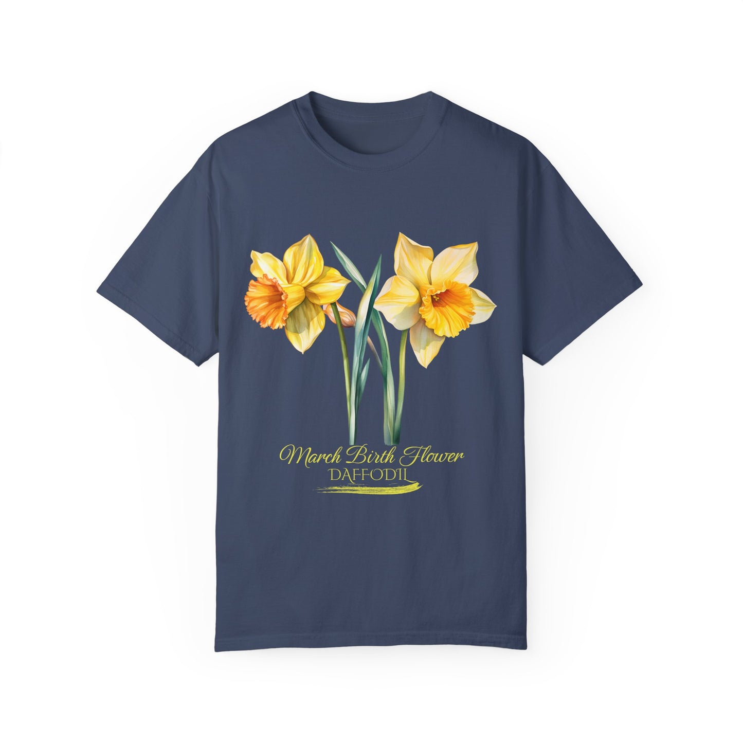 March Birth Flower "Daffodil" (For Print on Dark Fabric) - Unisex Garment-Dyed T-shirt