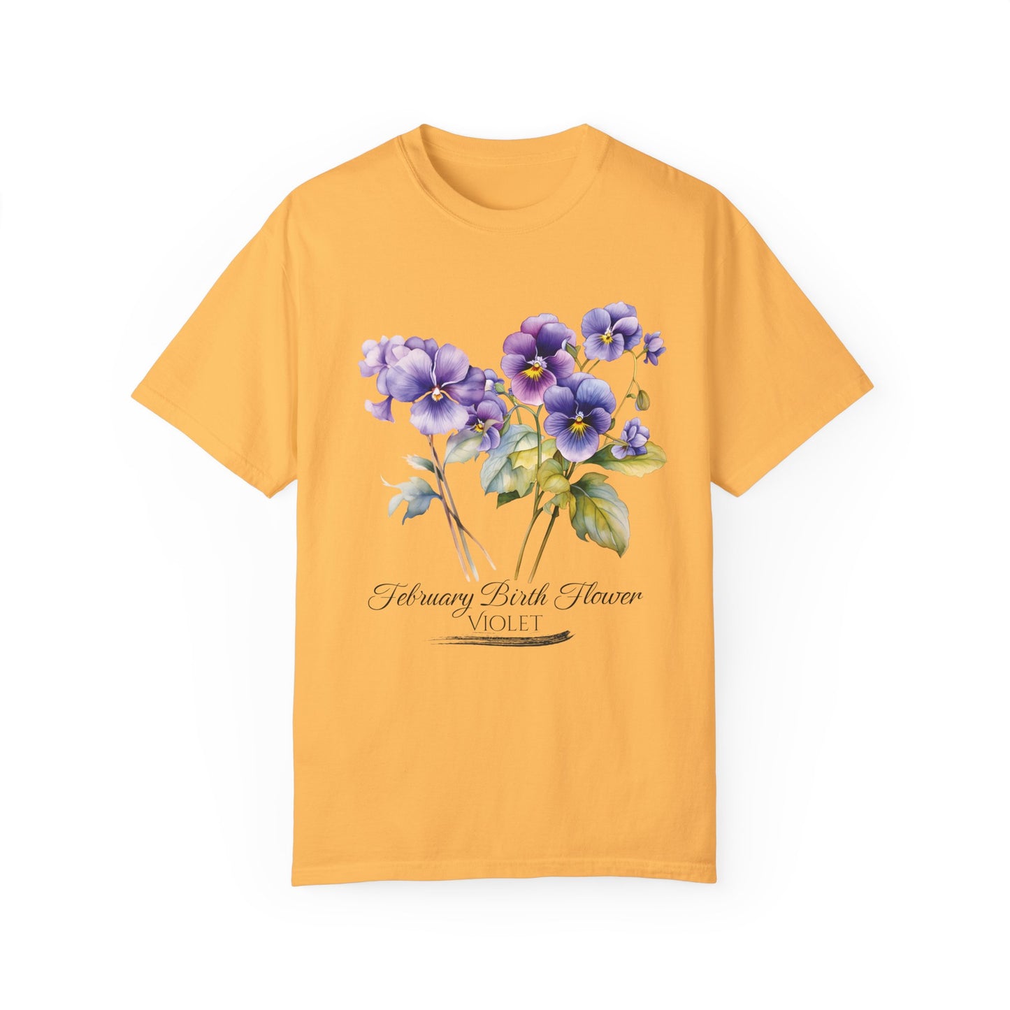 February Birth Flower "Violet" - Unisex Garment-Dyed T-shirt