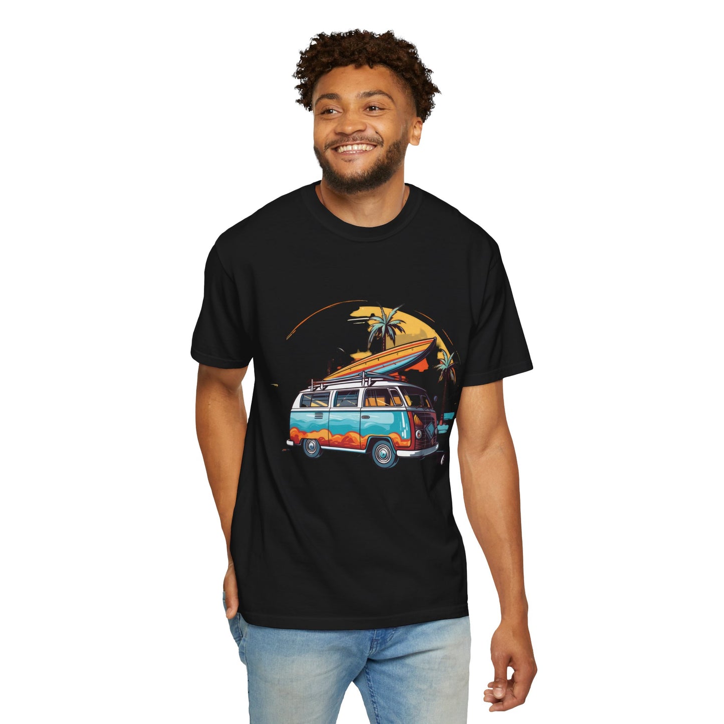 Retro Surf Van: Unisex Garment-Dyed T-shirt