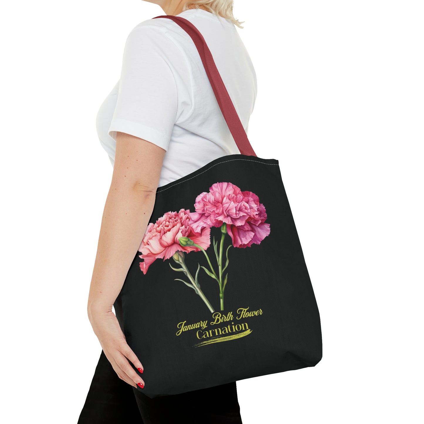 January Birth Flower: Carnation - Tote Bag (AOP)