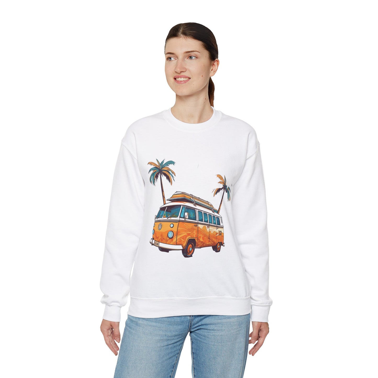 Retro Surf Van - Unisex Heavy Blend™ Crewneck Sweatshirt