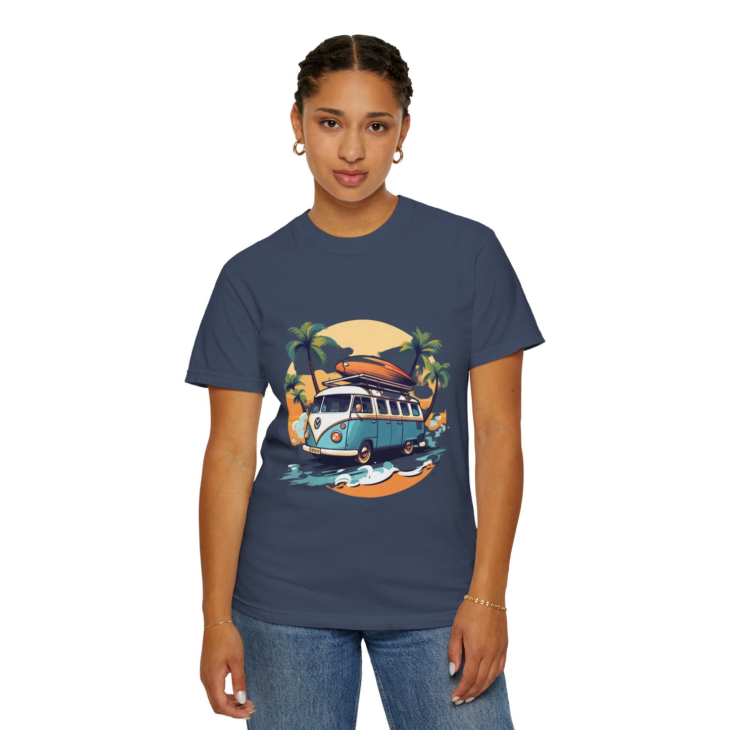 Retro Surf Van: Unisex Garment-Dyed T-shirt