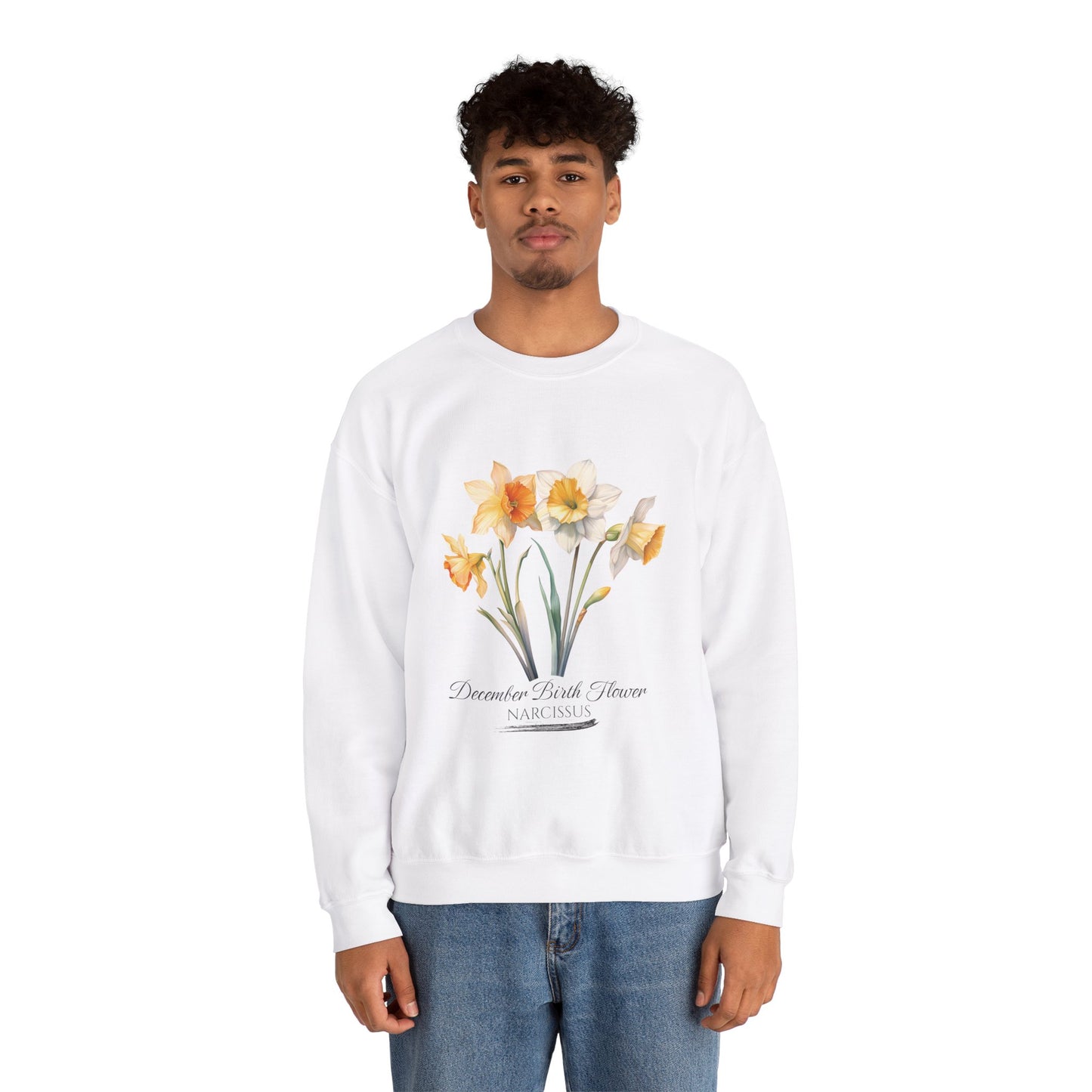 December Birth Flower (Narcisus) - Unisex Heavy Blend™ Crewneck Sweatshirt