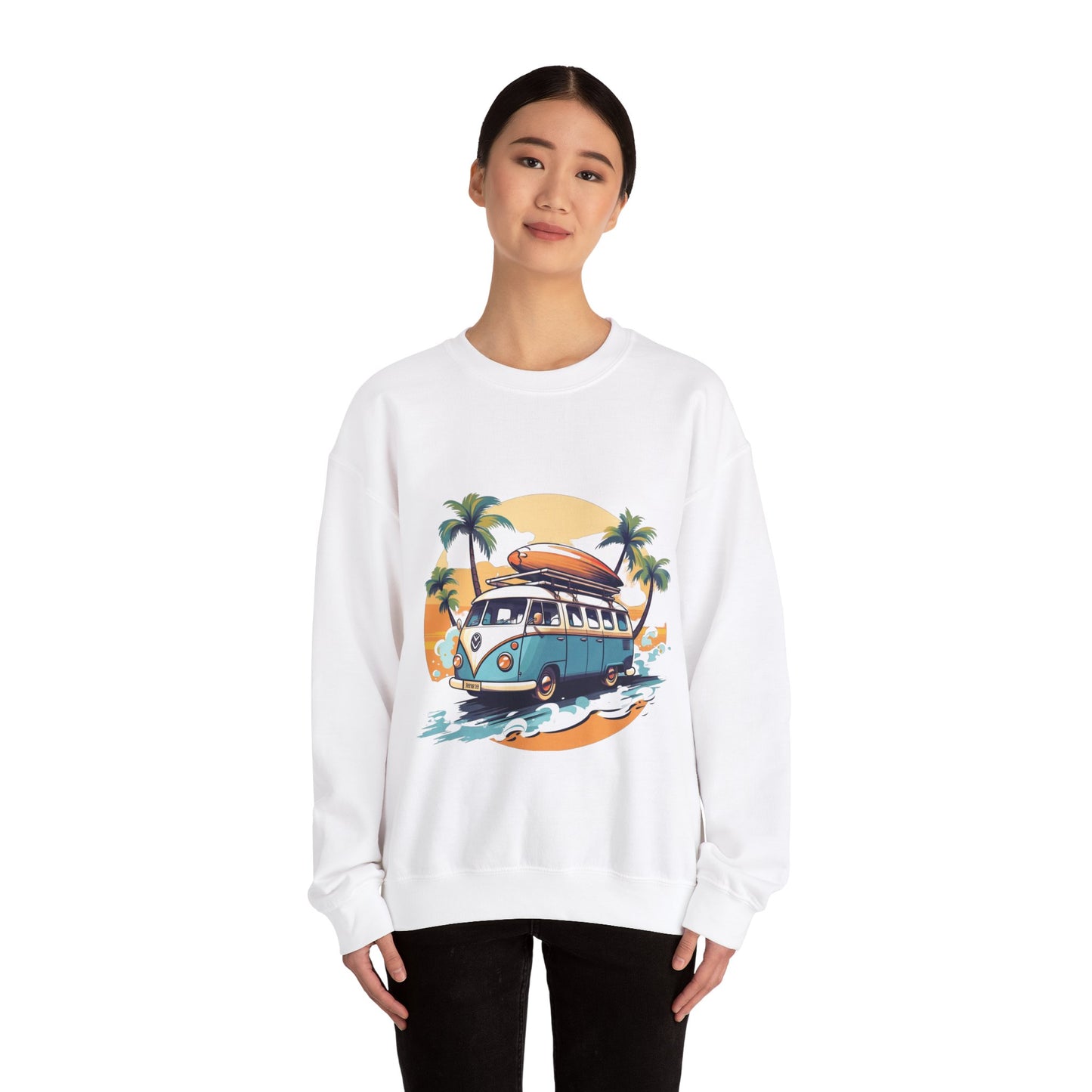 Retro Surf Van - Unisex Heavy Blend™ Crewneck Sweatshirt