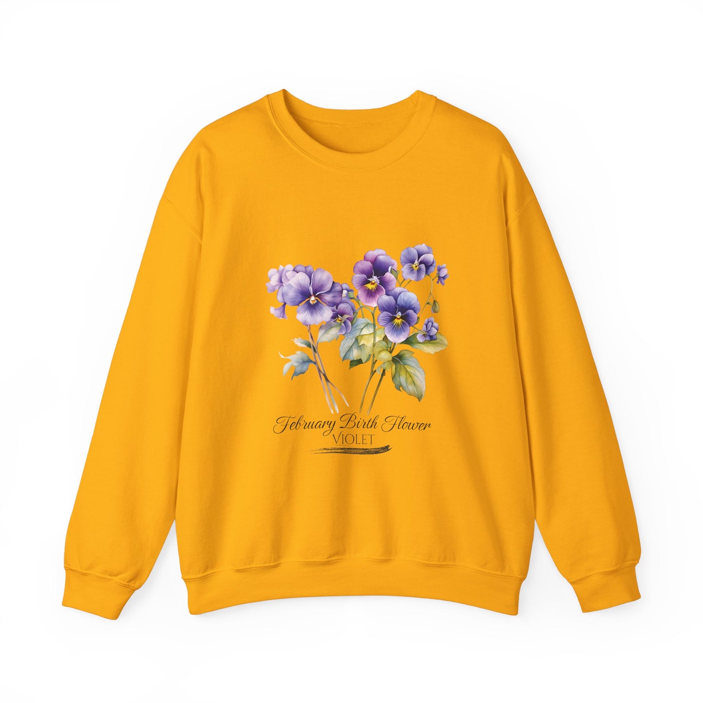 February Birth Flowers (Violet) - Unisex Heavy Blend™ Crewneck Sweatshirt