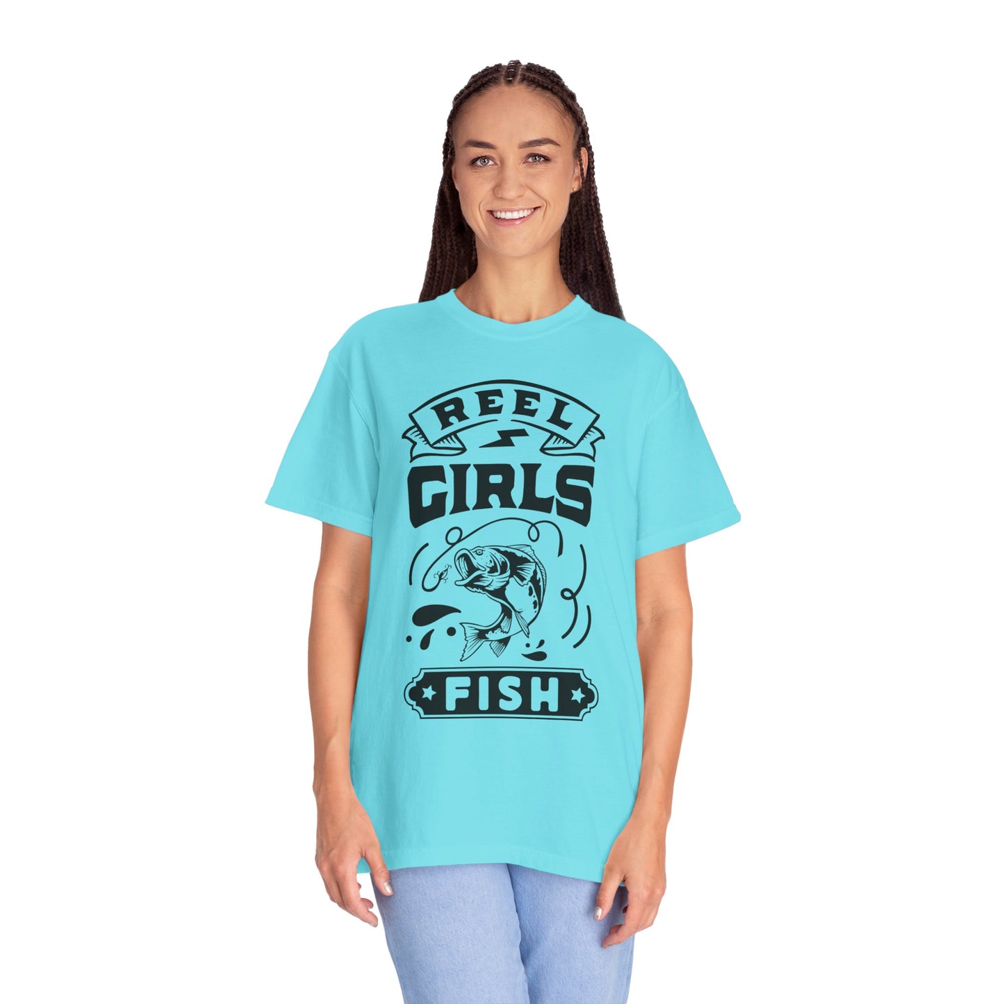 Reel girls fish: Unisex Garment-Dyed T-shirt