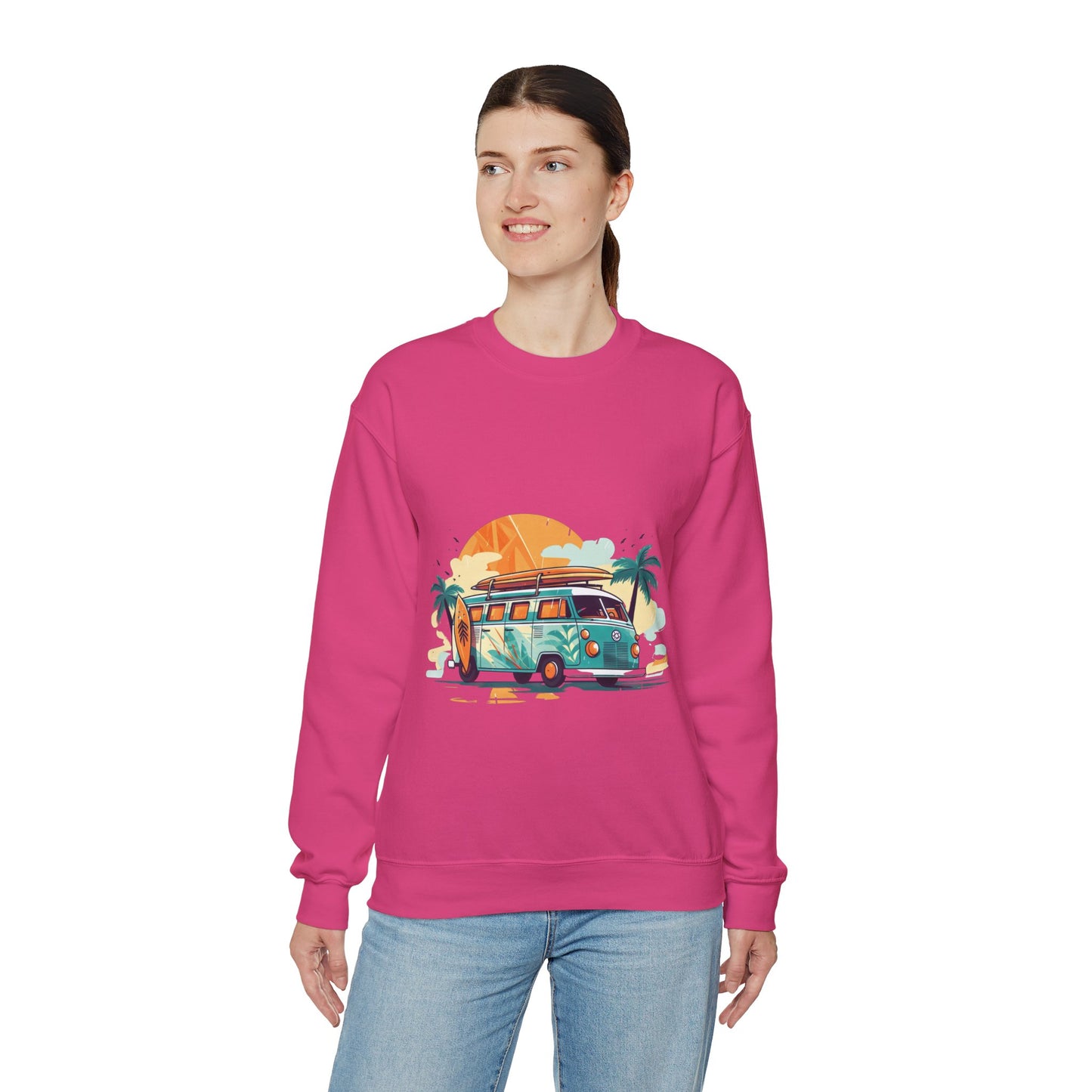 Retro Surf Van - Unisex Heavy Blend™ Crewneck Sweatshirt