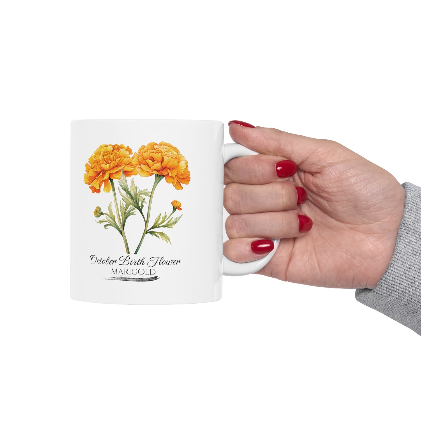 October Birth Flower (Marigold): Ceramic Mug 11oz