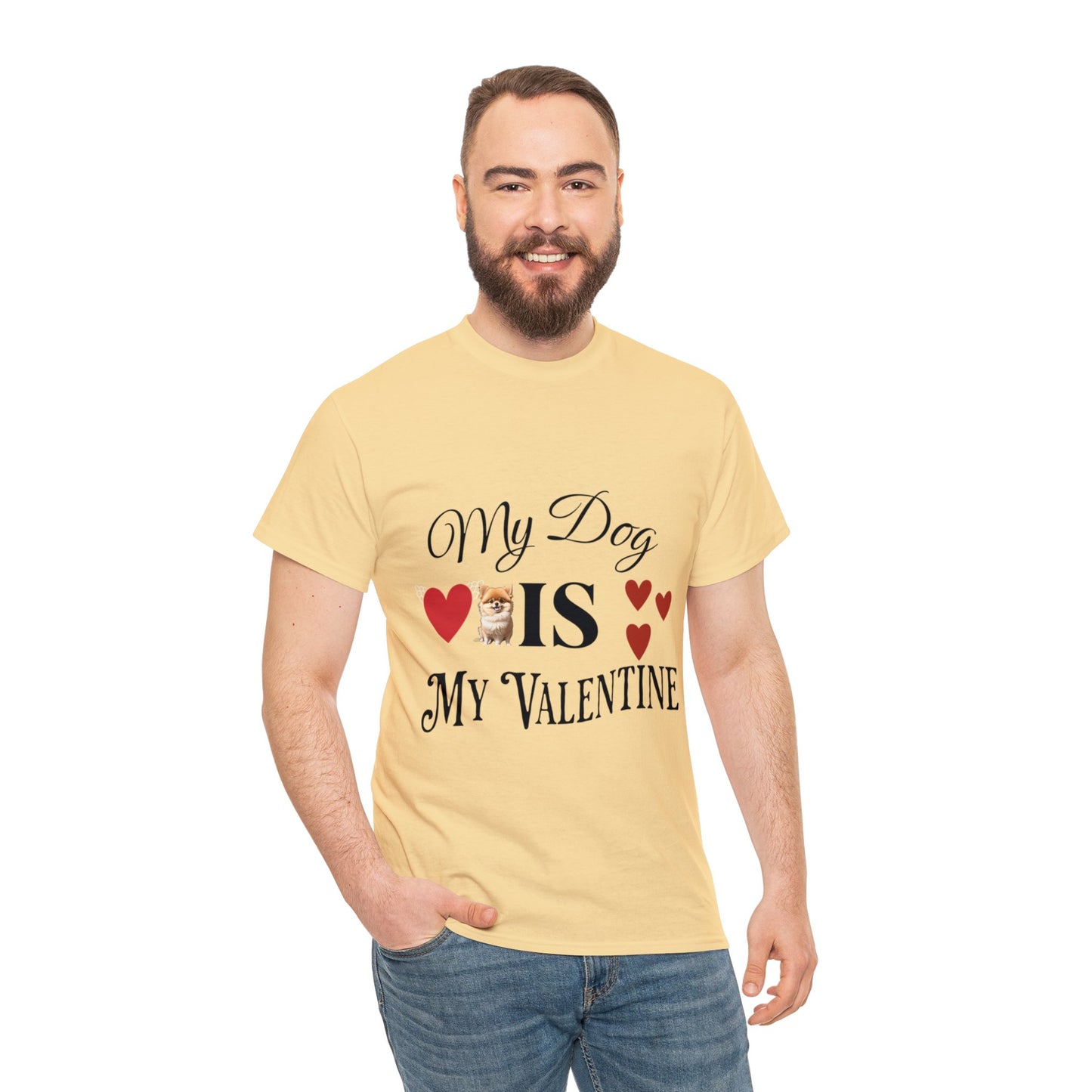 My dog is my valentine - Unisex Heavy Cotton Tee