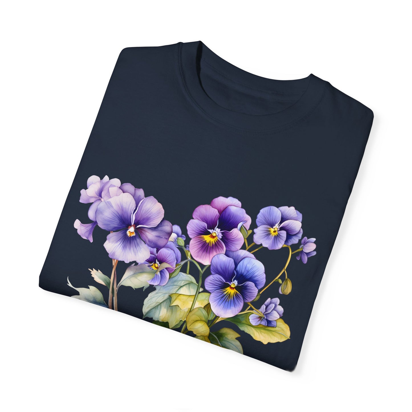 February Birth Flower "Violet" (For Dark Print) - Unisex Garment-Dyed T-shirt