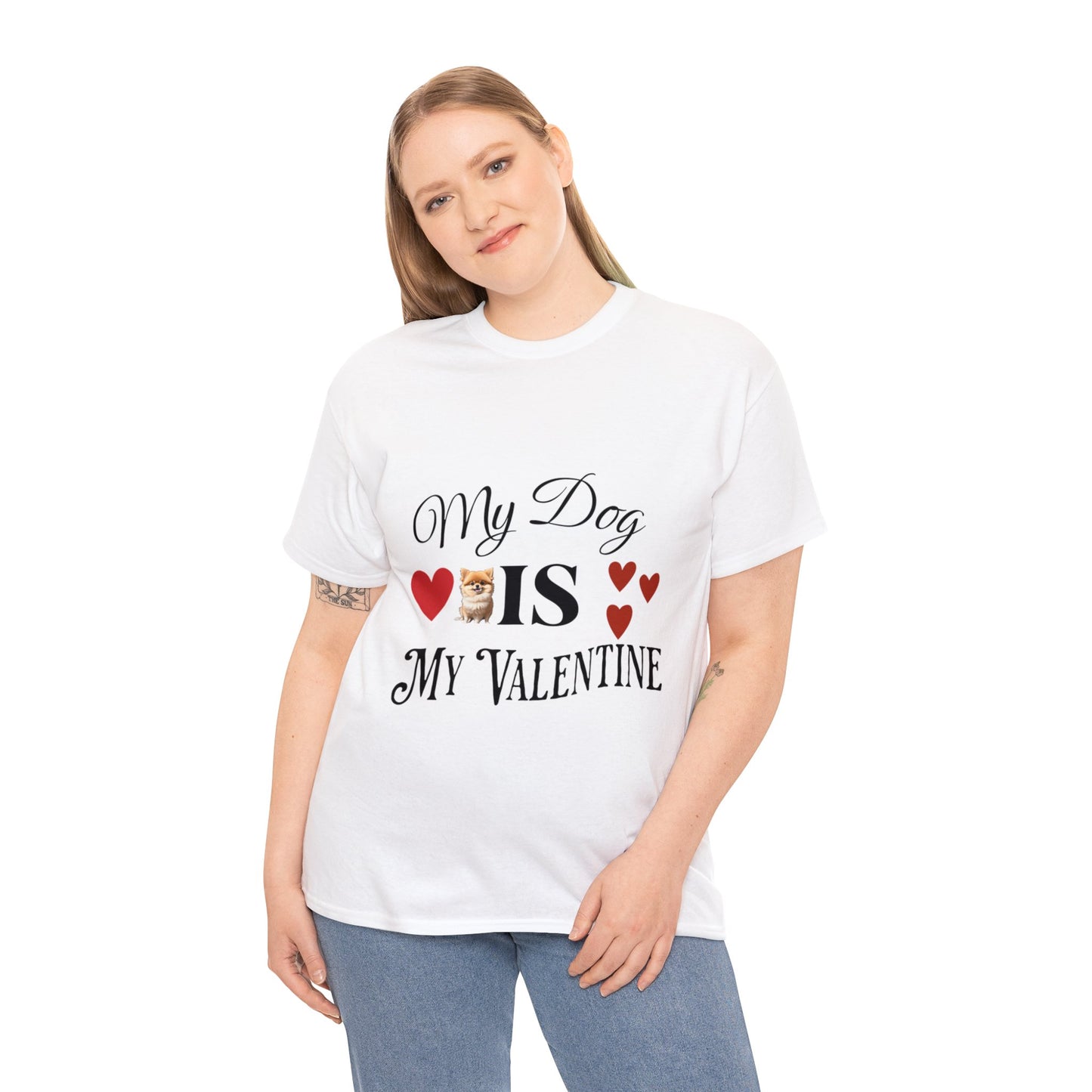 My dog is my valentine - Unisex Heavy Cotton Tee