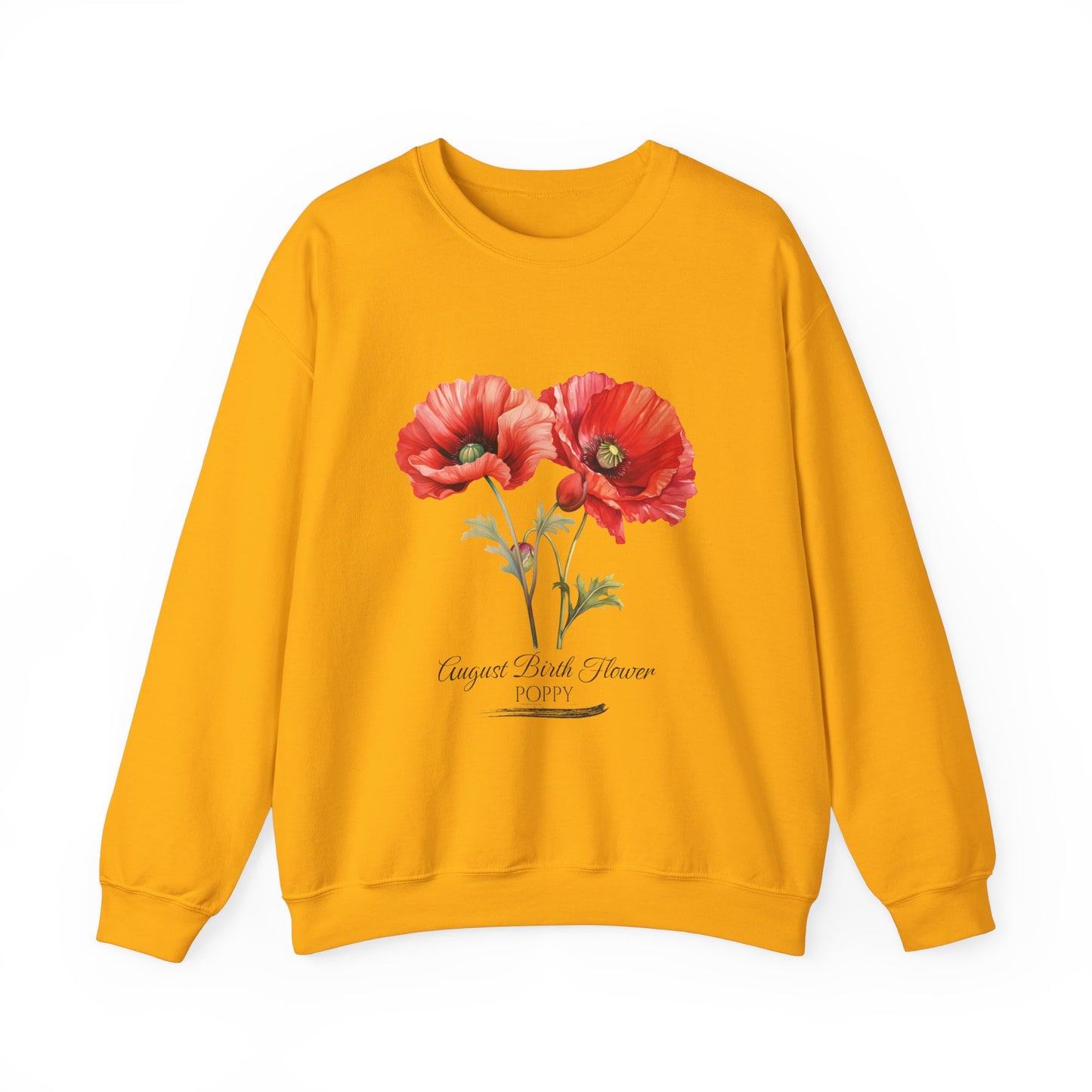 August Birth Flower (Poppy) - Unisex Heavy Blend™ Crewneck Sweatshirt