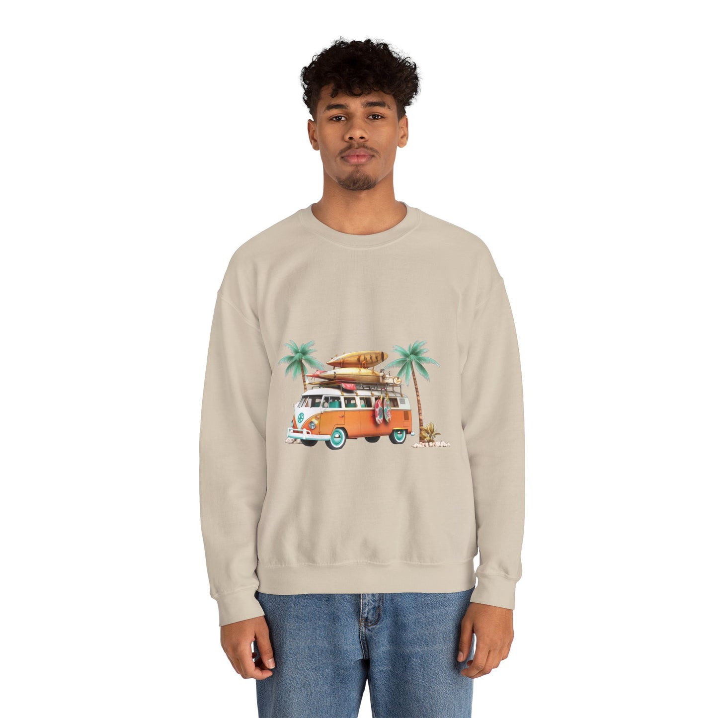 Retro Surf Van - Unisex Heavy Blend™ Crewneck Sweatshirt