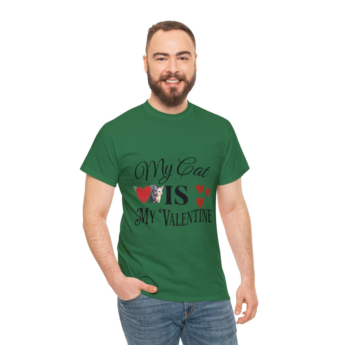 My cat is my valentine - Unisex Heavy Cotton Tee