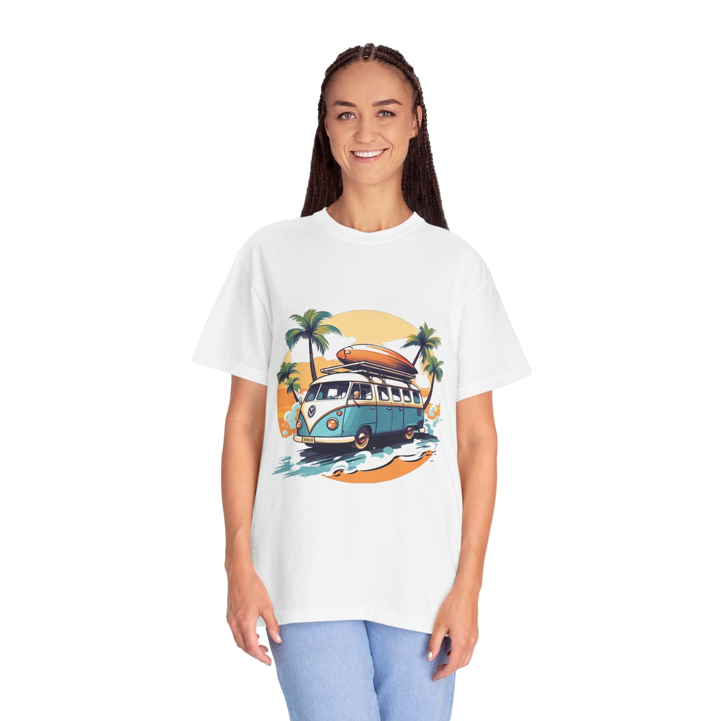 Retro Surf Van: Unisex Garment-Dyed T-shirt