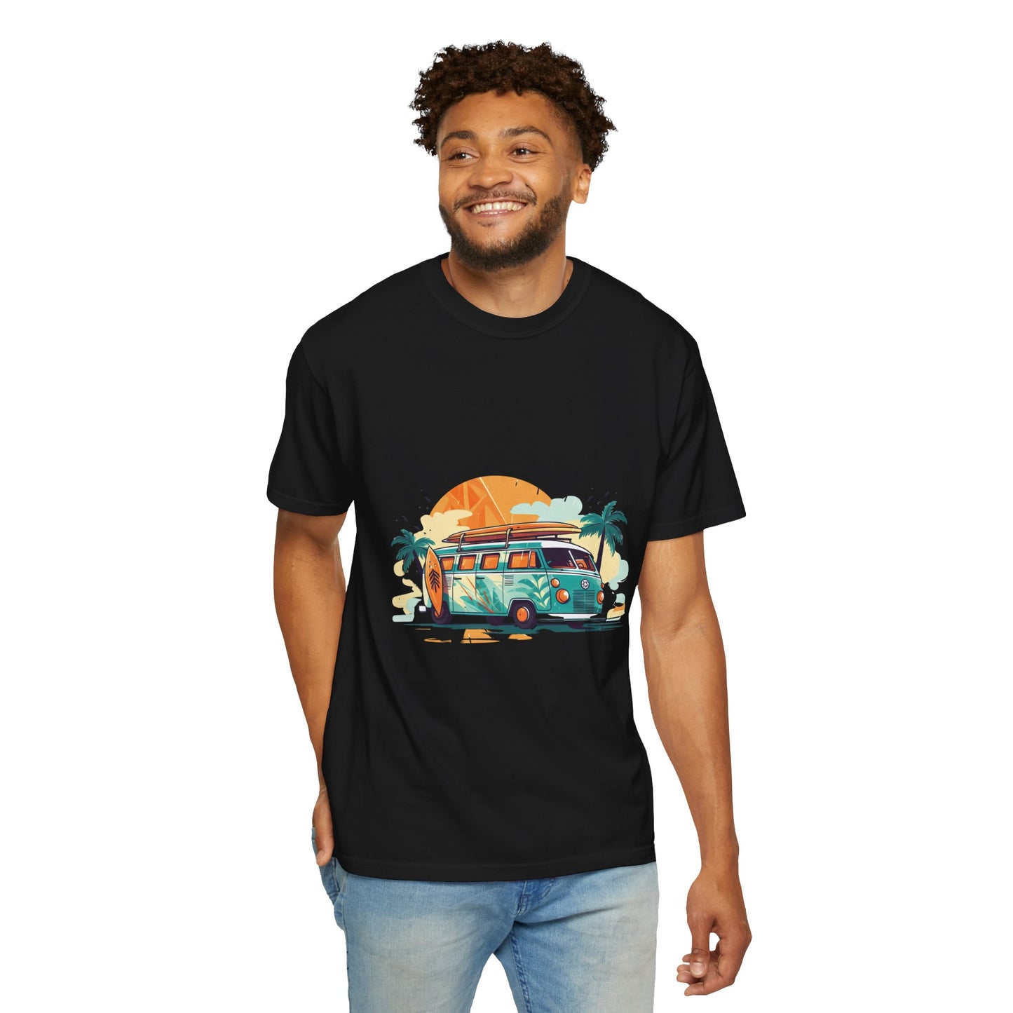 Retro Surf Van: Unisex Garment-Dyed T-shirt