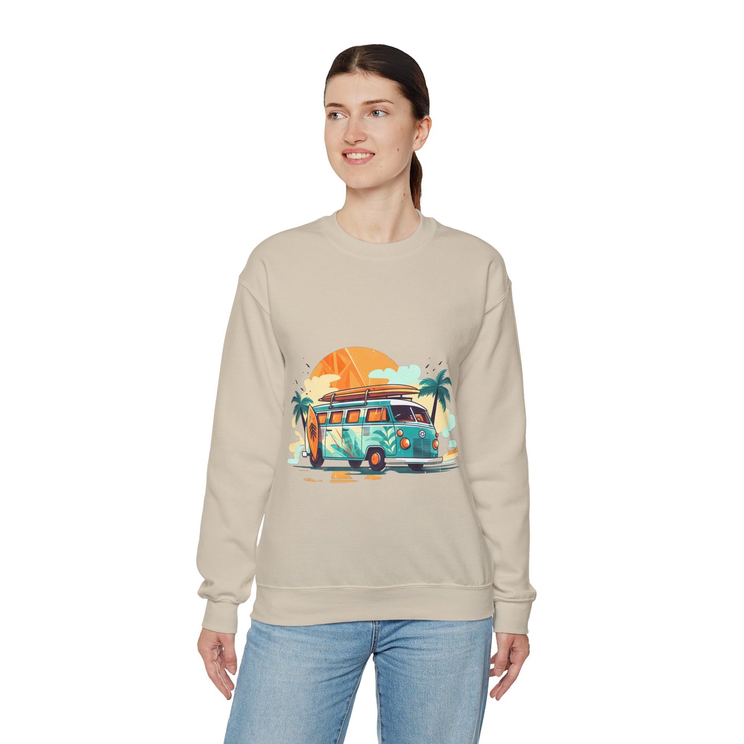 Retro Surf Van - Unisex Heavy Blend™ Crewneck Sweatshirt