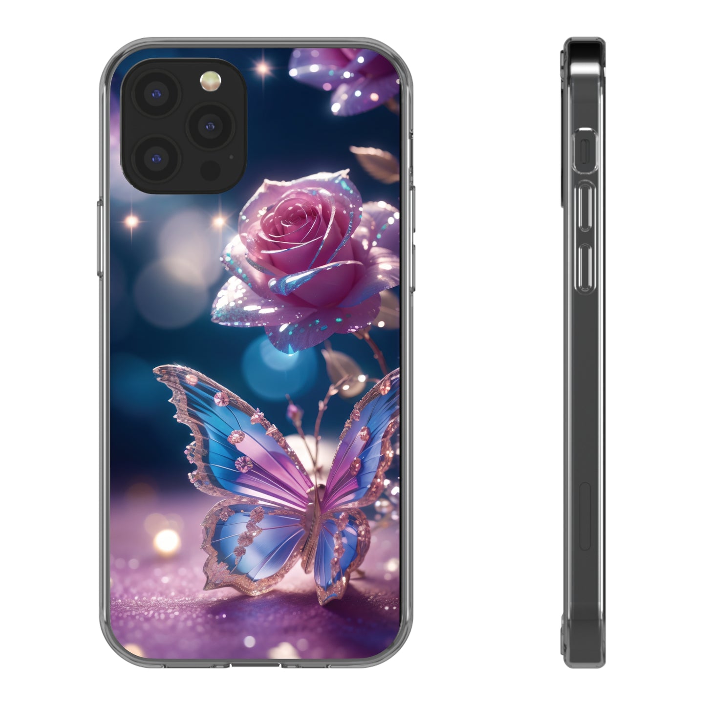 Clear Phone Cases: Fantasy Butterfly and Roses