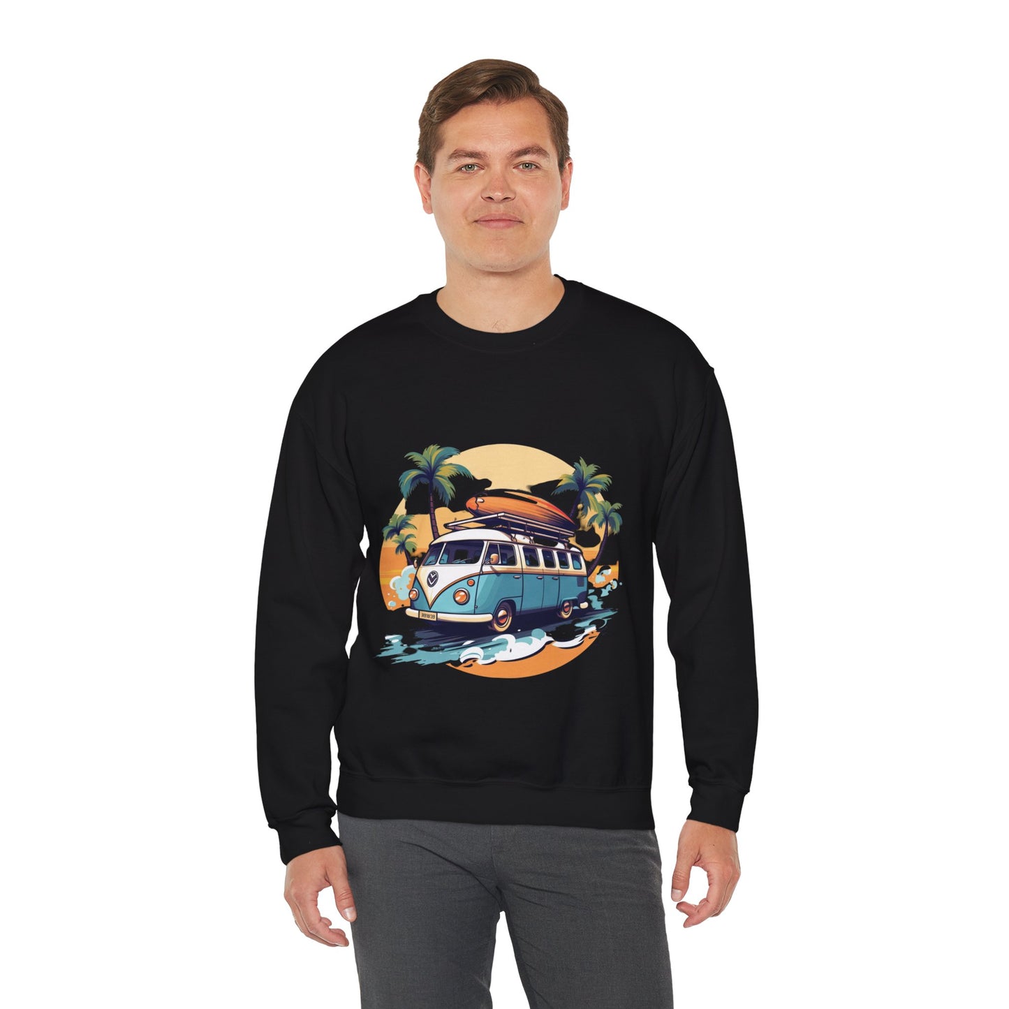 Retro Surf Van - Unisex Heavy Blend™ Crewneck Sweatshirt