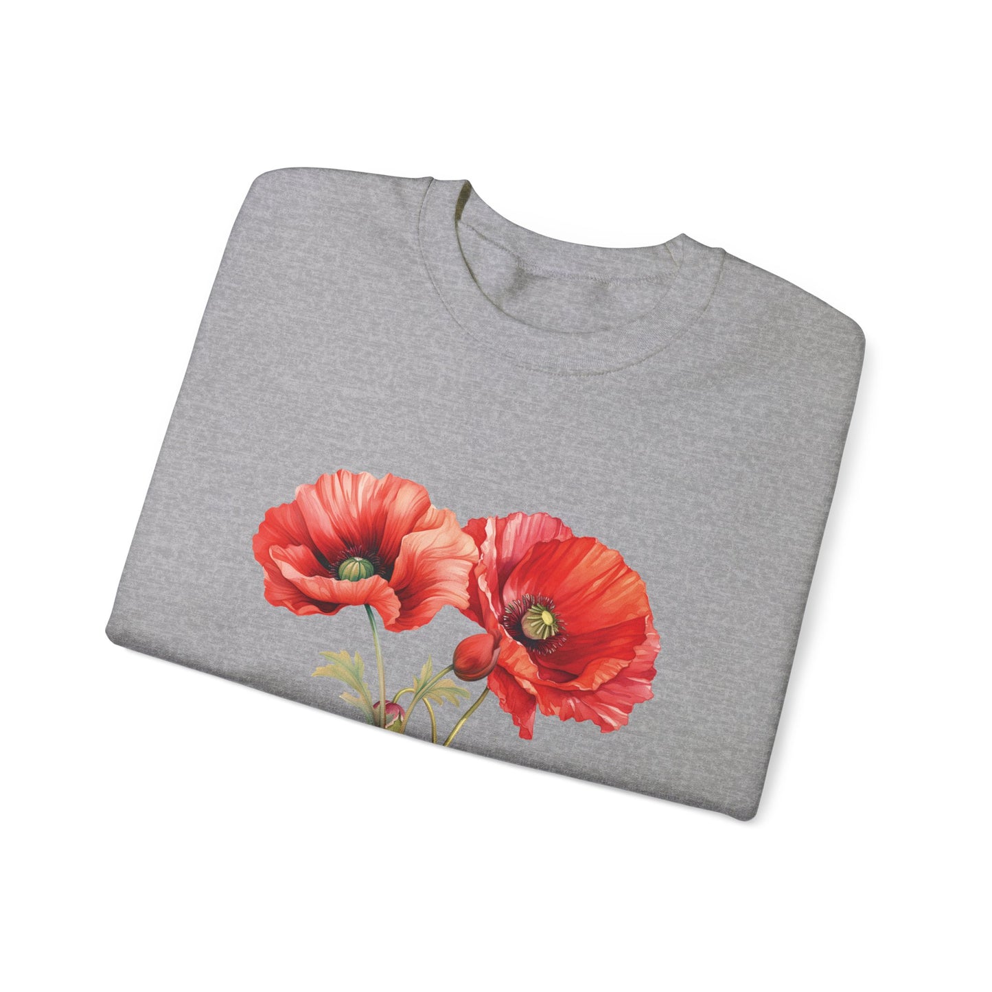 August Birth Flower (Poppy) - Unisex Heavy Blend™ Crewneck Sweatshirt