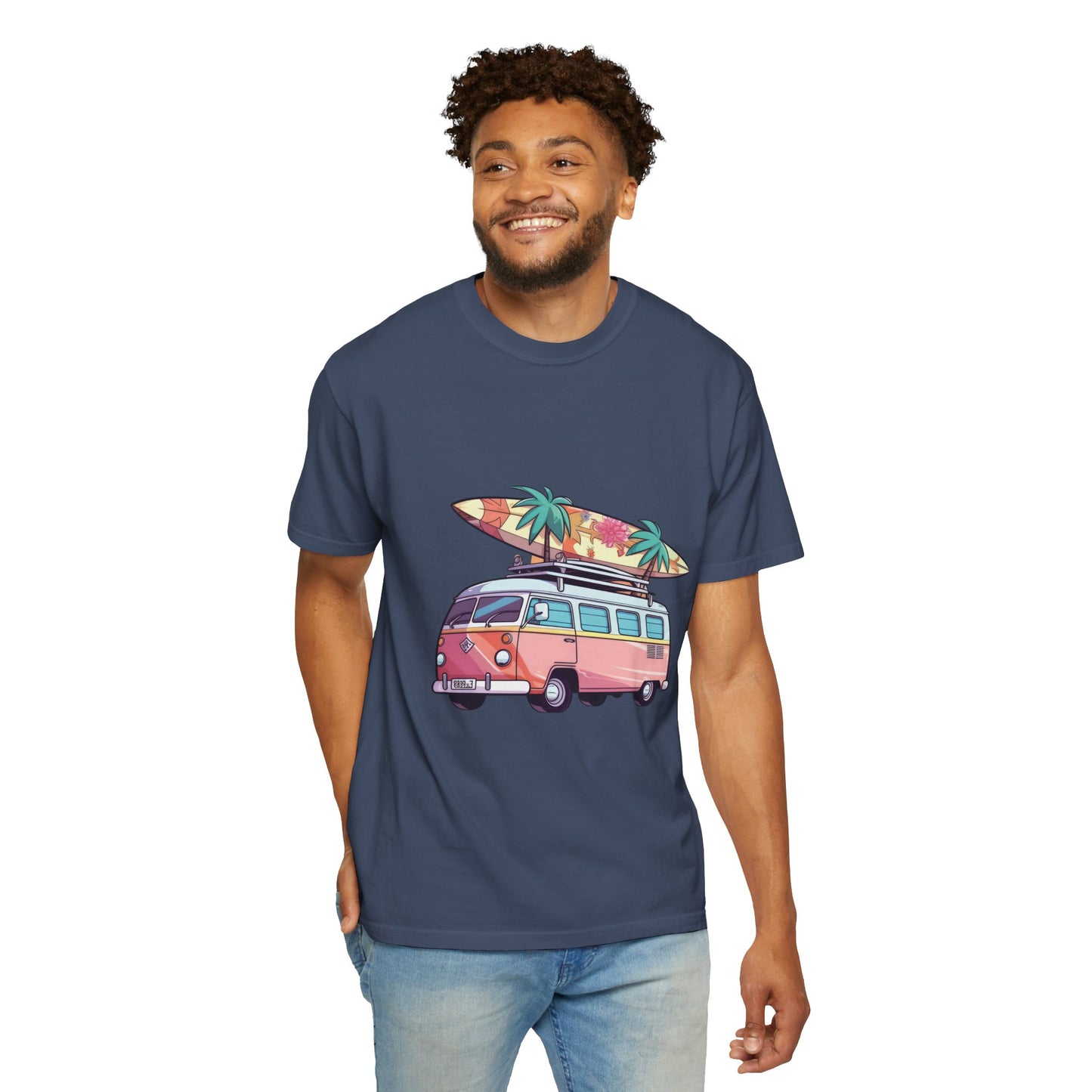 Retro Surf Van: Unisex Garment-Dyed T-shirt