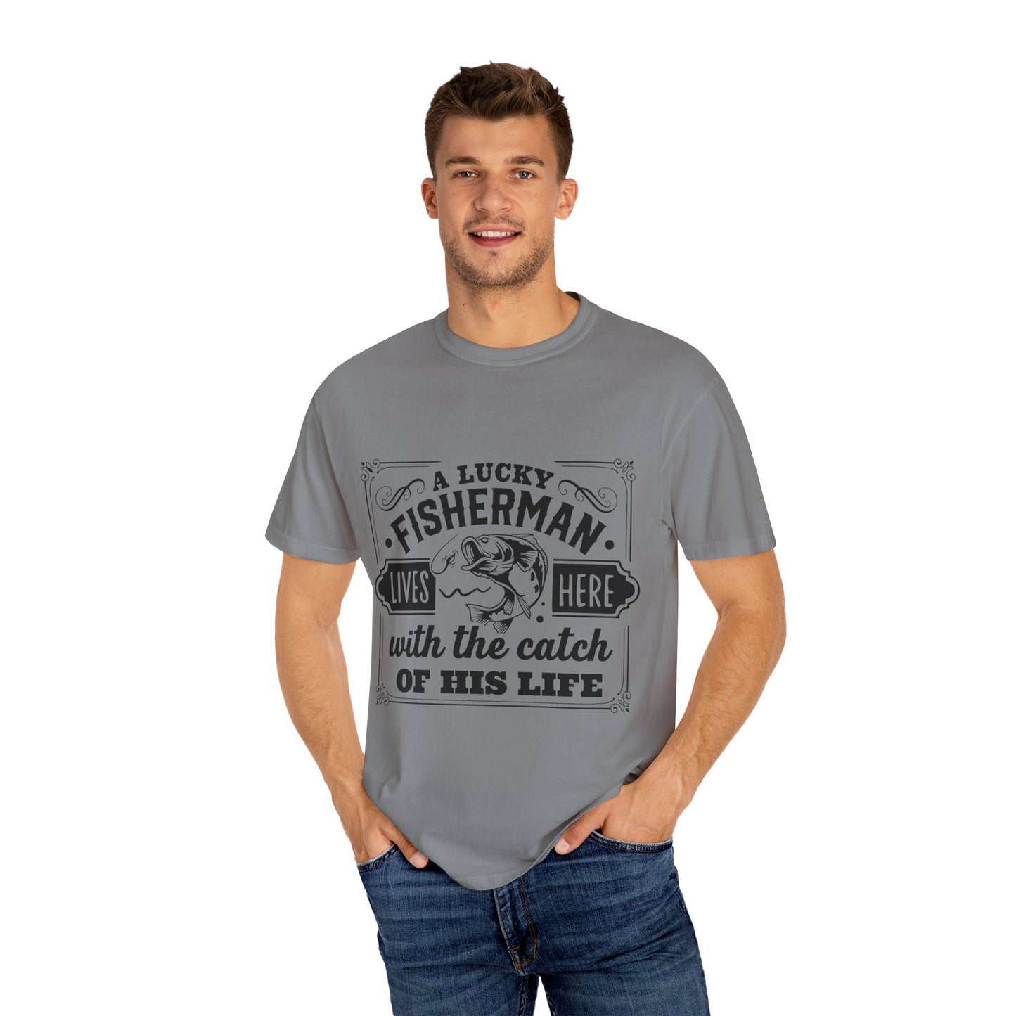 Fisherman lives here: Unisex Garment-Dyed T-shirt