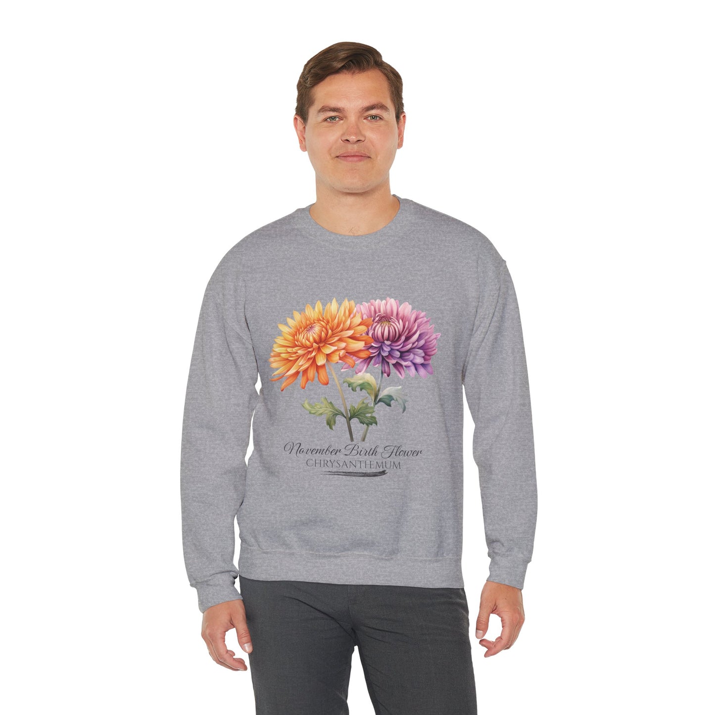 November Birth Flower (Chrysanthemum) - Unisex Heavy Blend™ Crewneck Sweatshirt