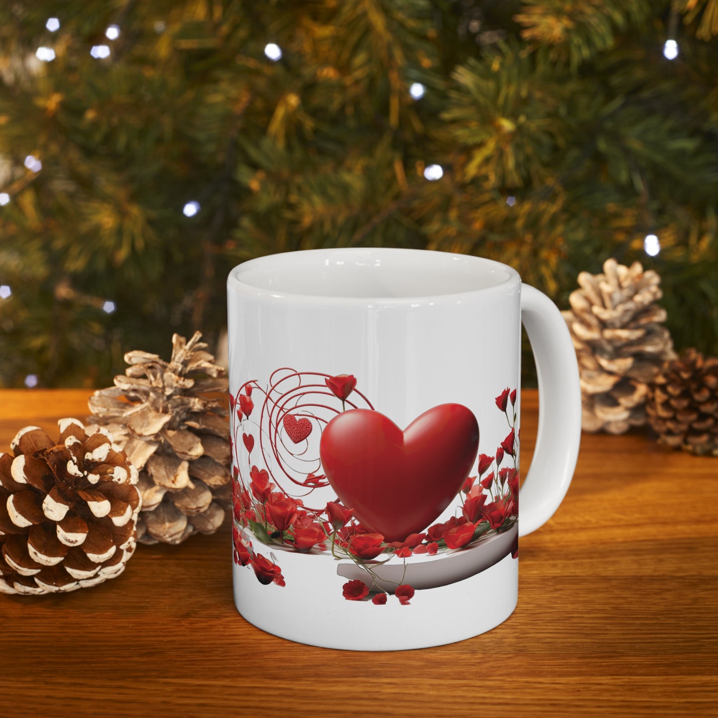 Valentine's Rose Heart: Ceramic Mug 11oz