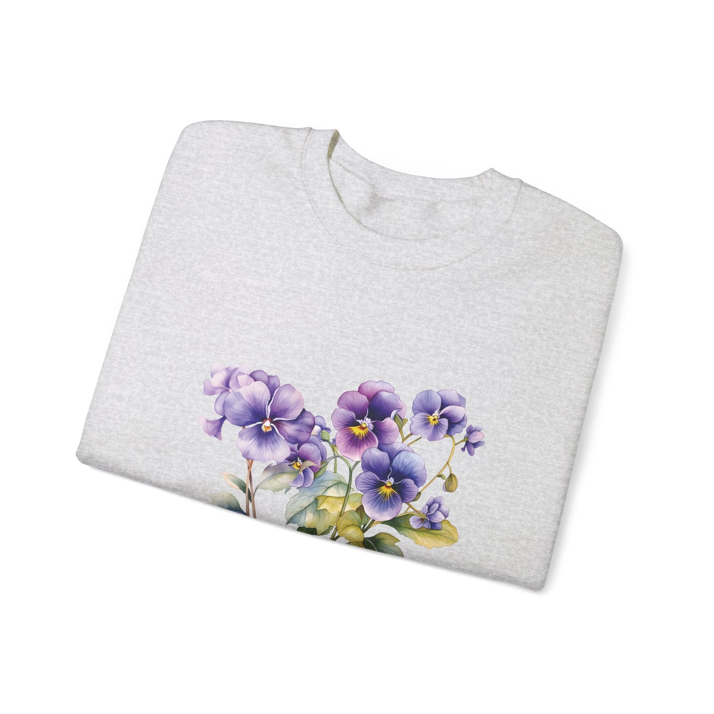 February Birth Flowers (Violet) - Unisex Heavy Blend™ Crewneck Sweatshirt