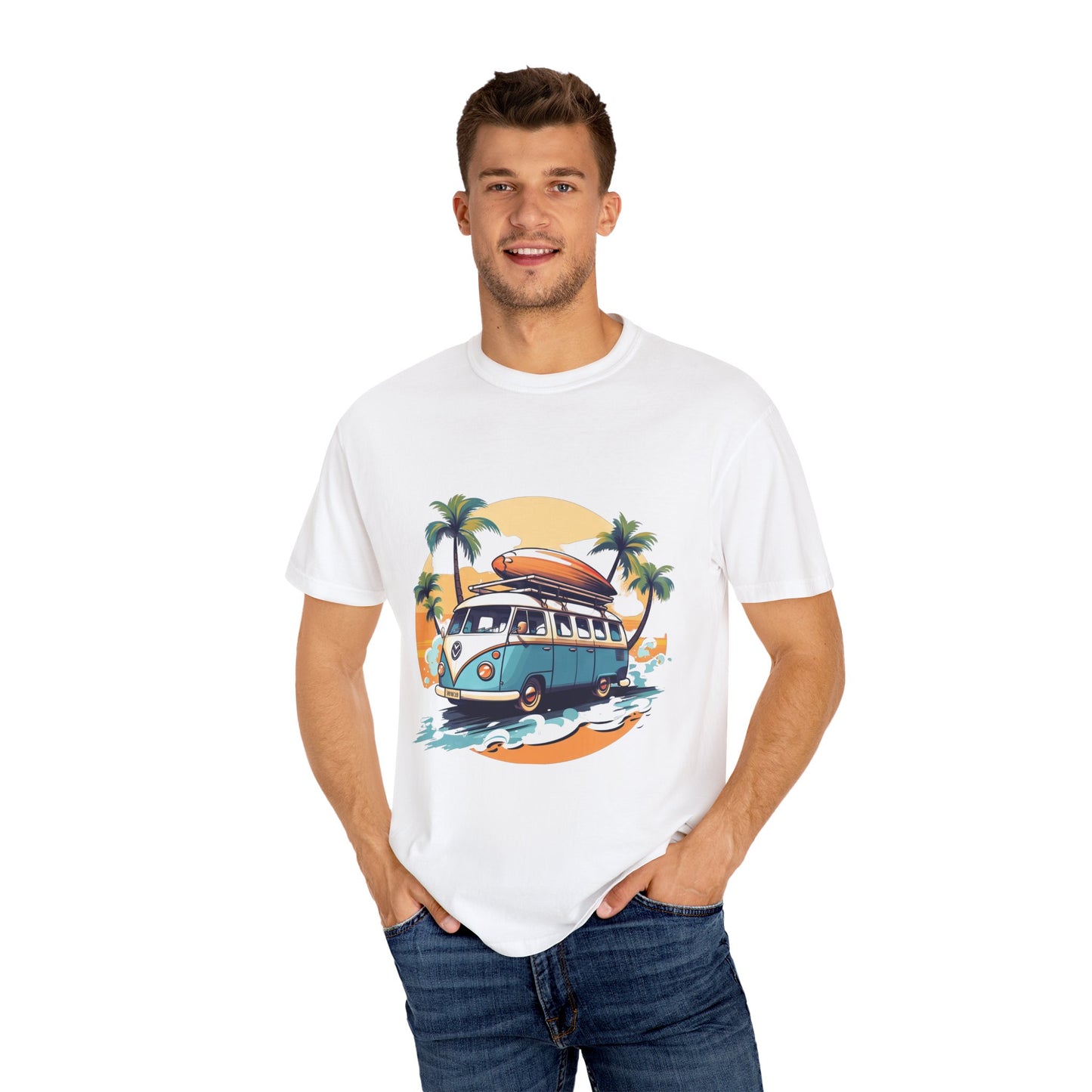 Retro Surf Van: Unisex Garment-Dyed T-shirt