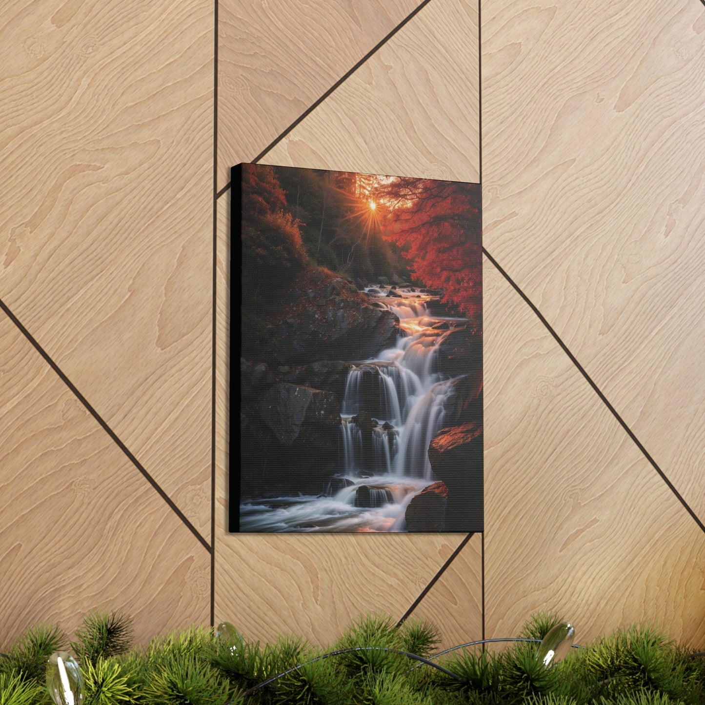 Sunrise Over the Waterfall: Canvas Gallery Wraps