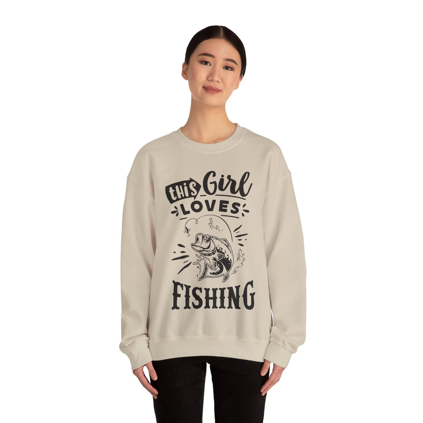 This girl loves fishing - Unisex Heavy Blend™ Crewneck Sweatshirt