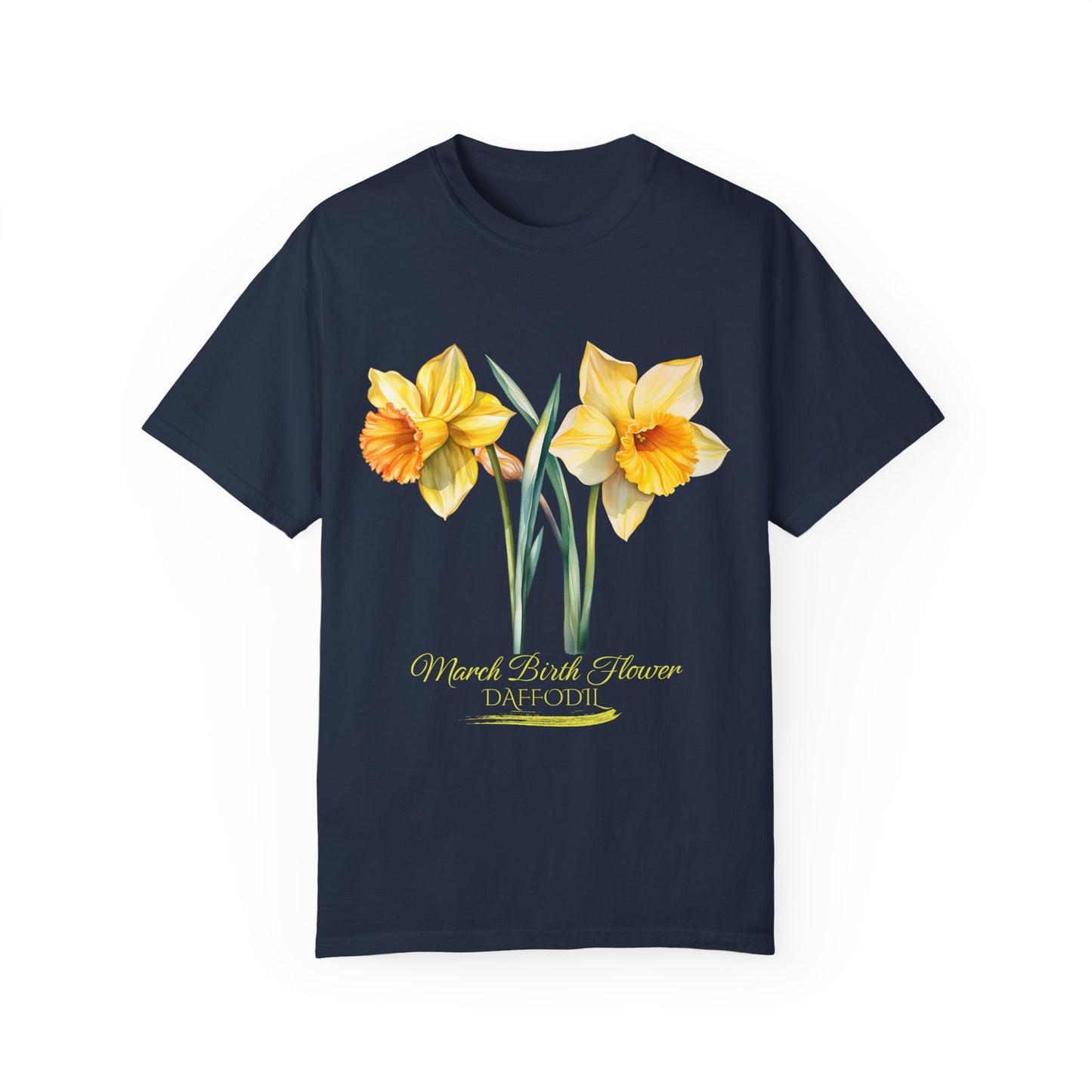 March Birth Flower "Daffodil" (For Print on Dark Fabric) - Unisex Garment-Dyed T-shirt