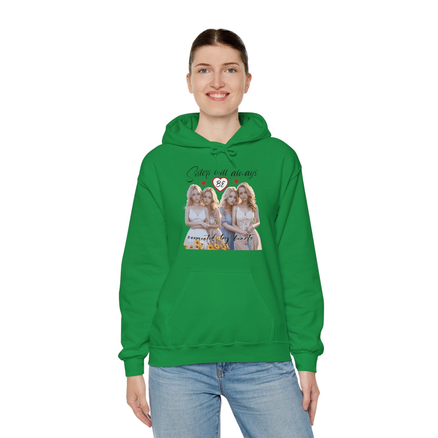 Sisters will always be connected by hearts - Unisex Heavy Blend™ Hooded Sweatshirt