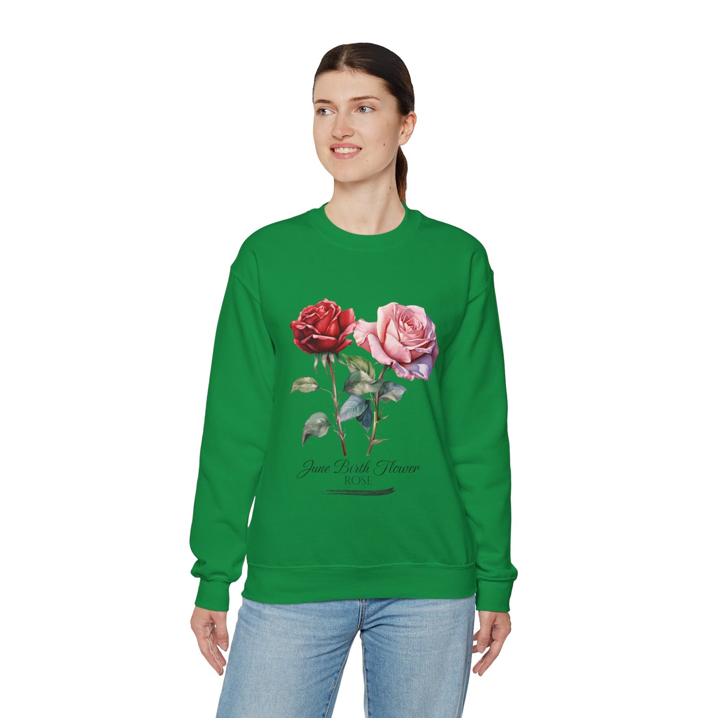 June Birth Flower (Rose) - Unisex Heavy Blend™ Crewneck Sweatshirt