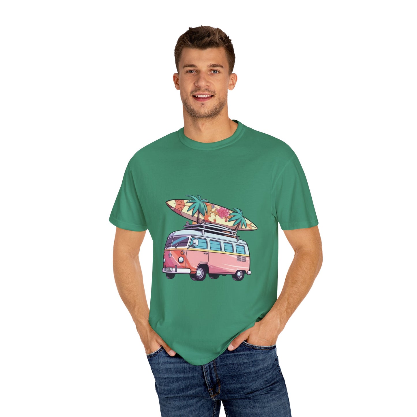 Retro Surf Van: Unisex Garment-Dyed T-shirt