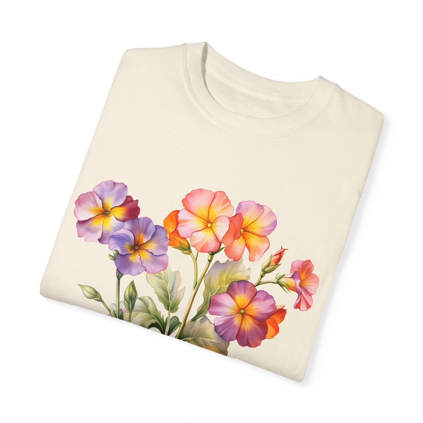 February Birth Flower "Primrose" - Unisex Garment-Dyed T-shirt