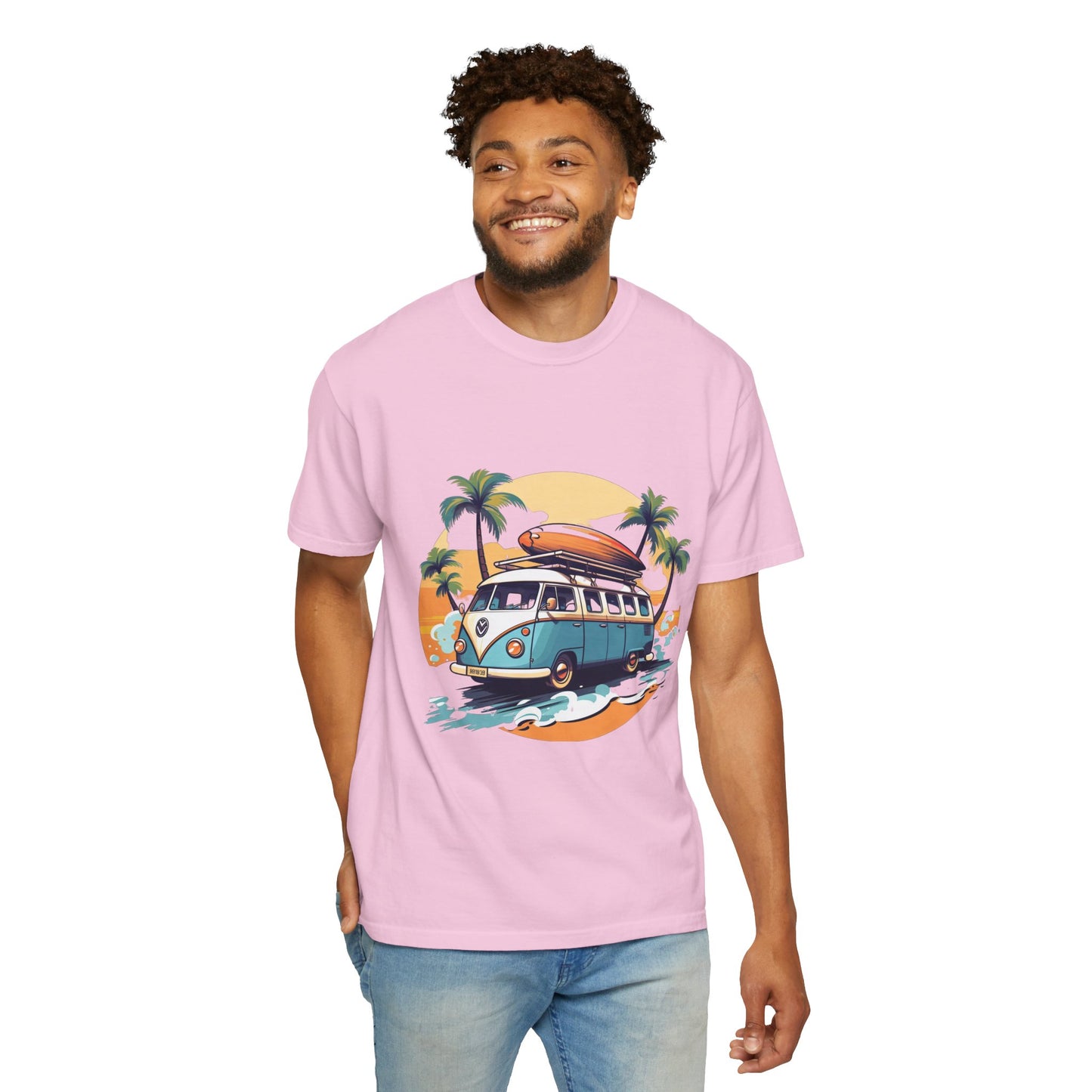 Retro Surf Van: Unisex Garment-Dyed T-shirt