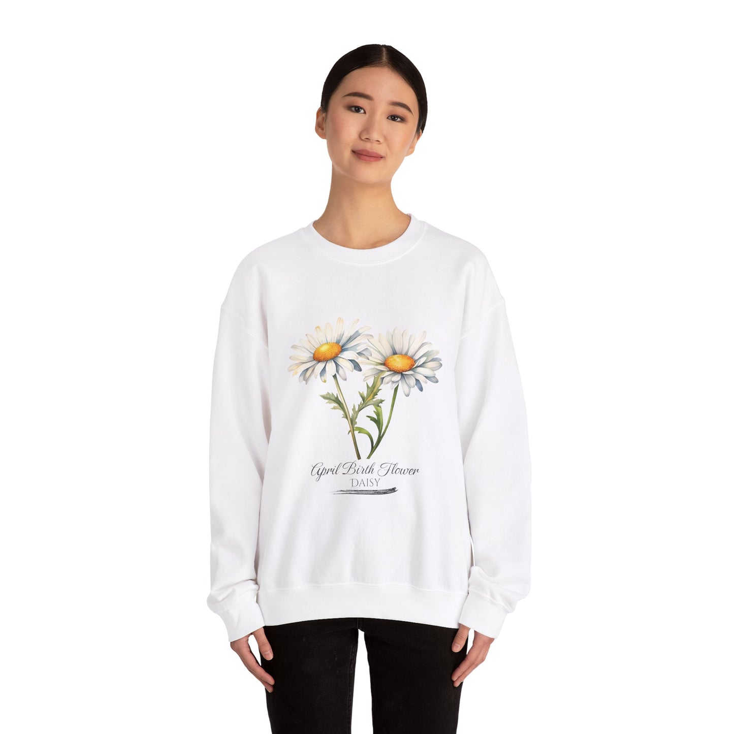 April Birth Flower (Daisy) - Unisex Heavy Blend™ Crewneck Sweatshirt