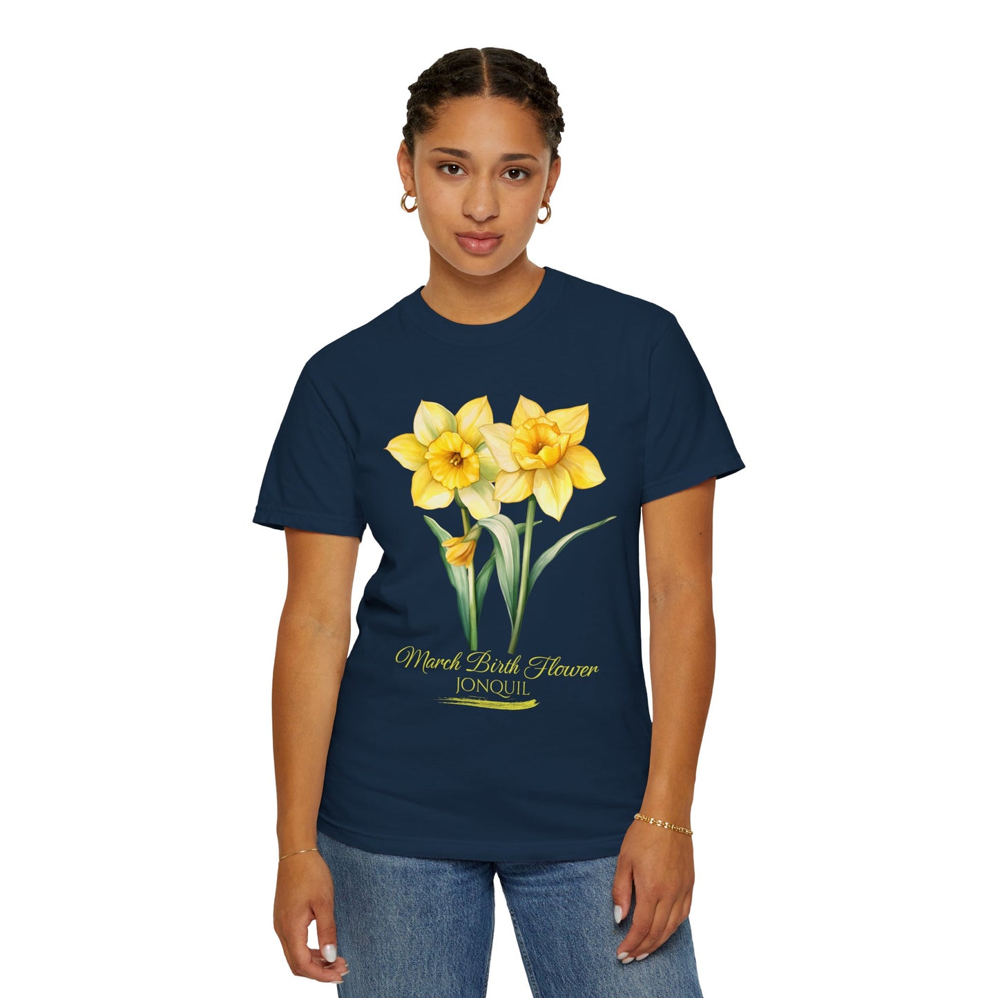 March Birth Flower "Jonquil" (For Print on Dark Fabric) - Unisex Garment-Dyed T-shirt