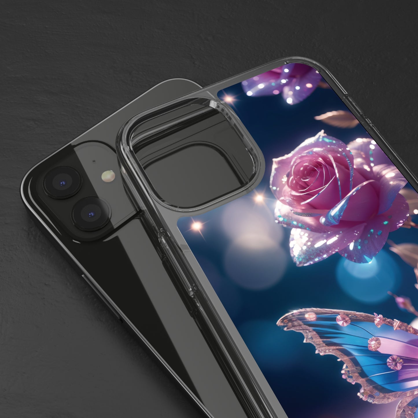 Clear Phone Cases: Fantasy Butterfly and Roses