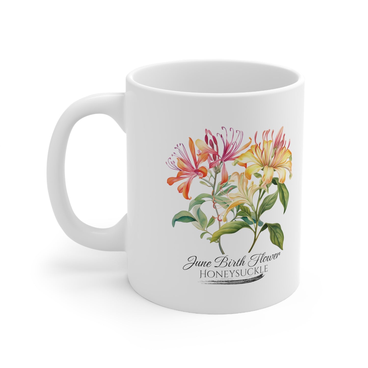 June Birth Flower (Honeysuckle): Ceramic Mug 11oz
