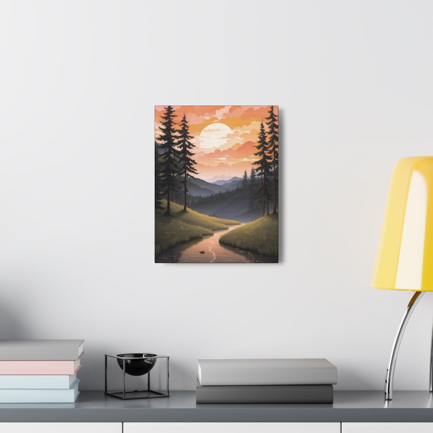 Moon Rising Over the Mountain Creek: Canvas Gallery Wraps