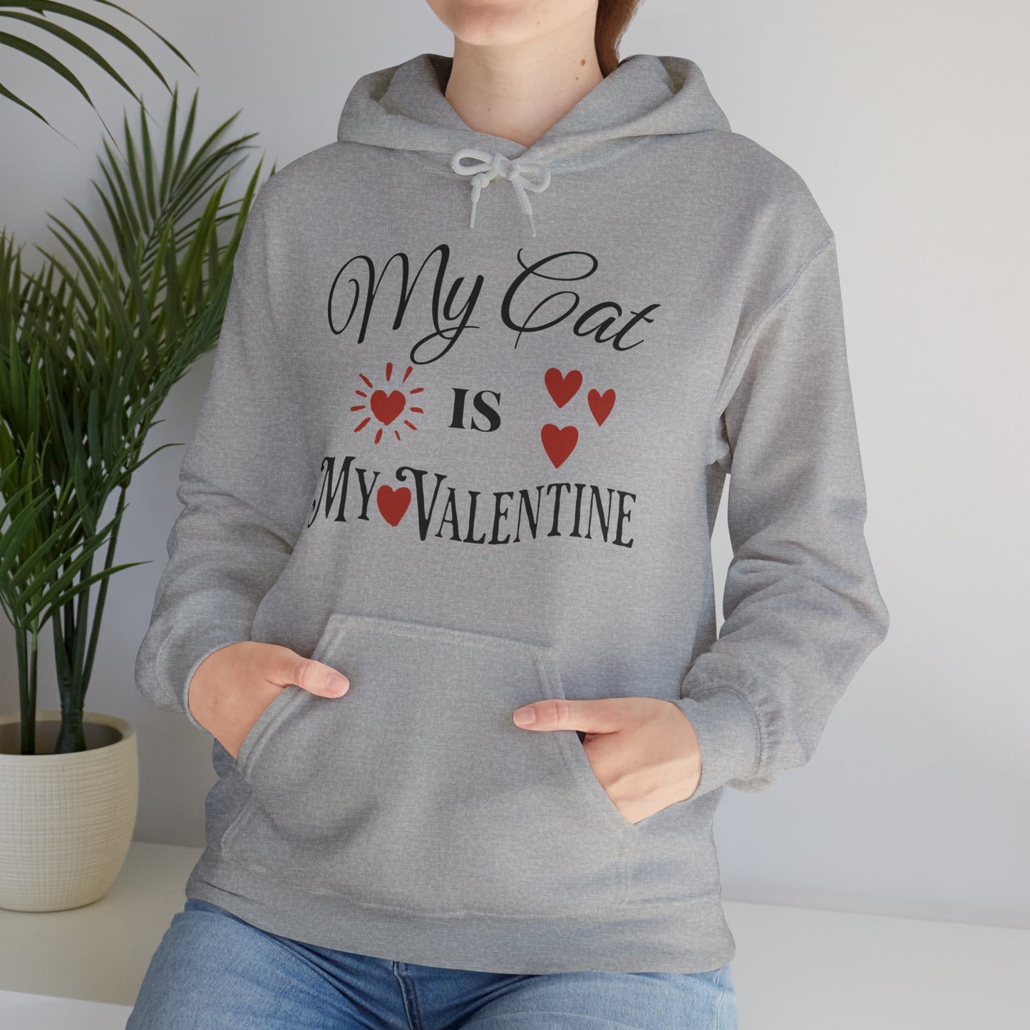 My Cat Is My Valentine - Unisex Heavy Blend™ Hooded Sweatshirt