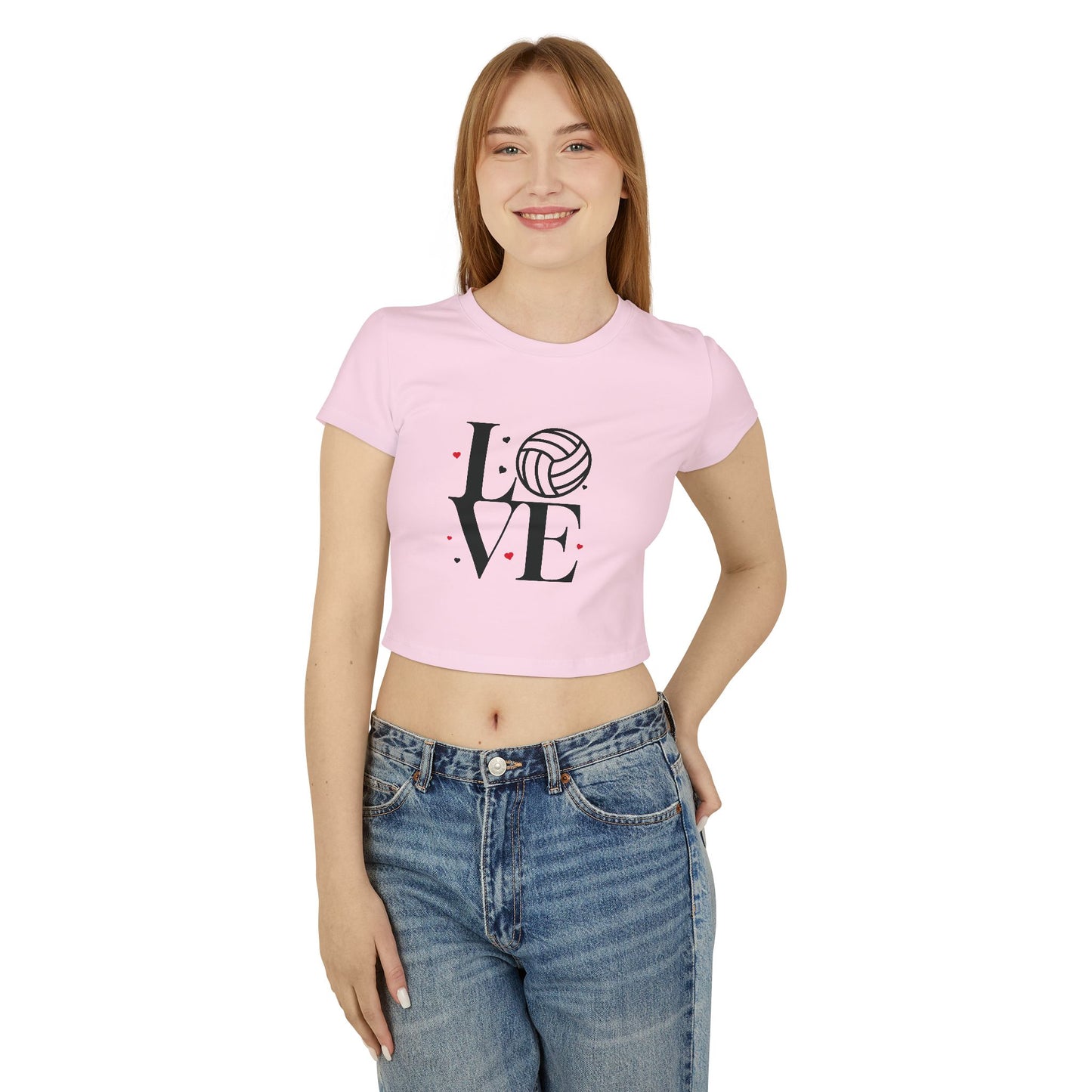 Love Volleyball Women's Baby Tee - Cute Sports Shirt, Gift for Athletes, Tee for Volleyball Lovers, Summer Casual Top