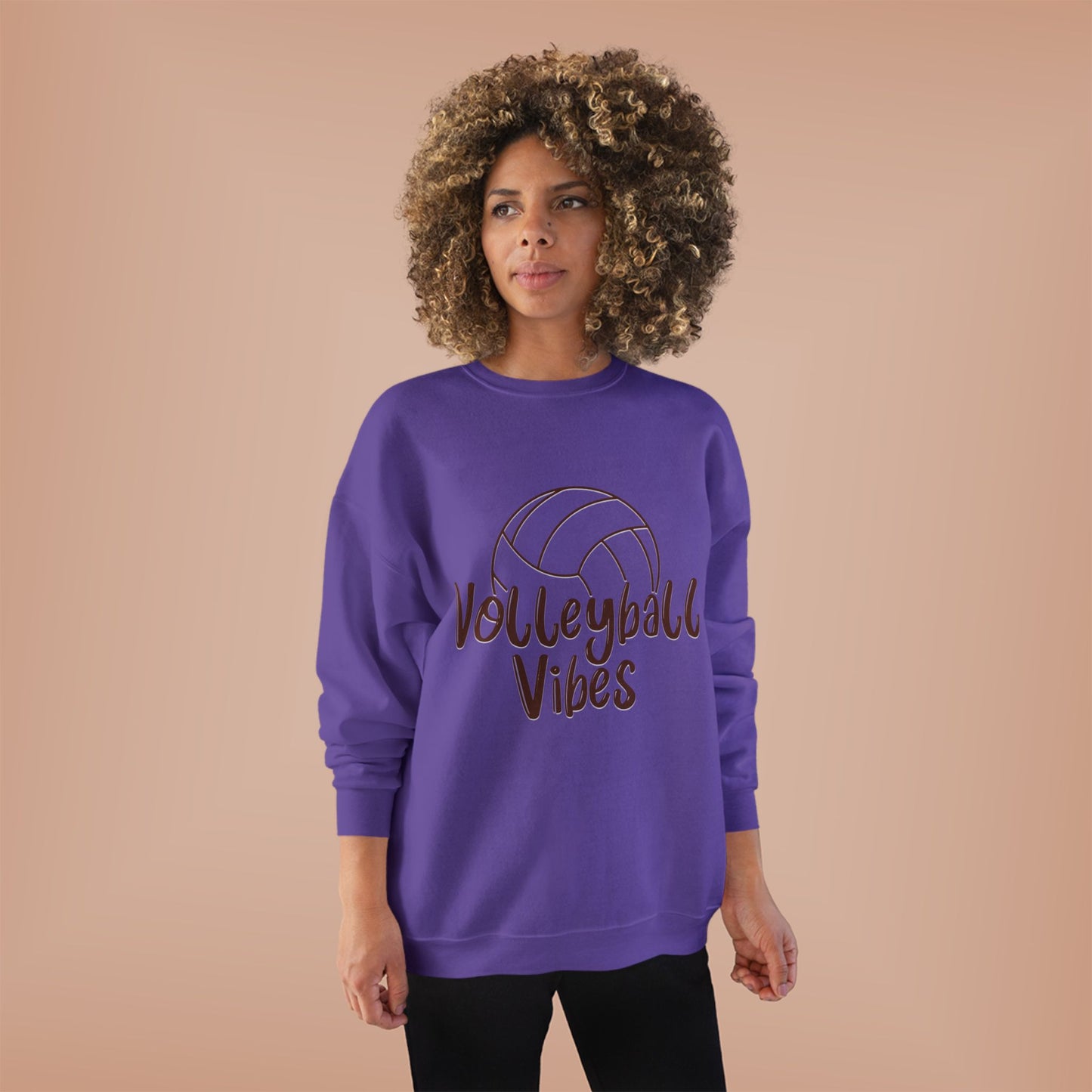 Unisex Volleyball Vibes Crewneck Sweatshirt, Trendy Sports Apparel, Cozy Gift for Athletes, Volleyball Lover's Gear, Eco-Friendly Fashion