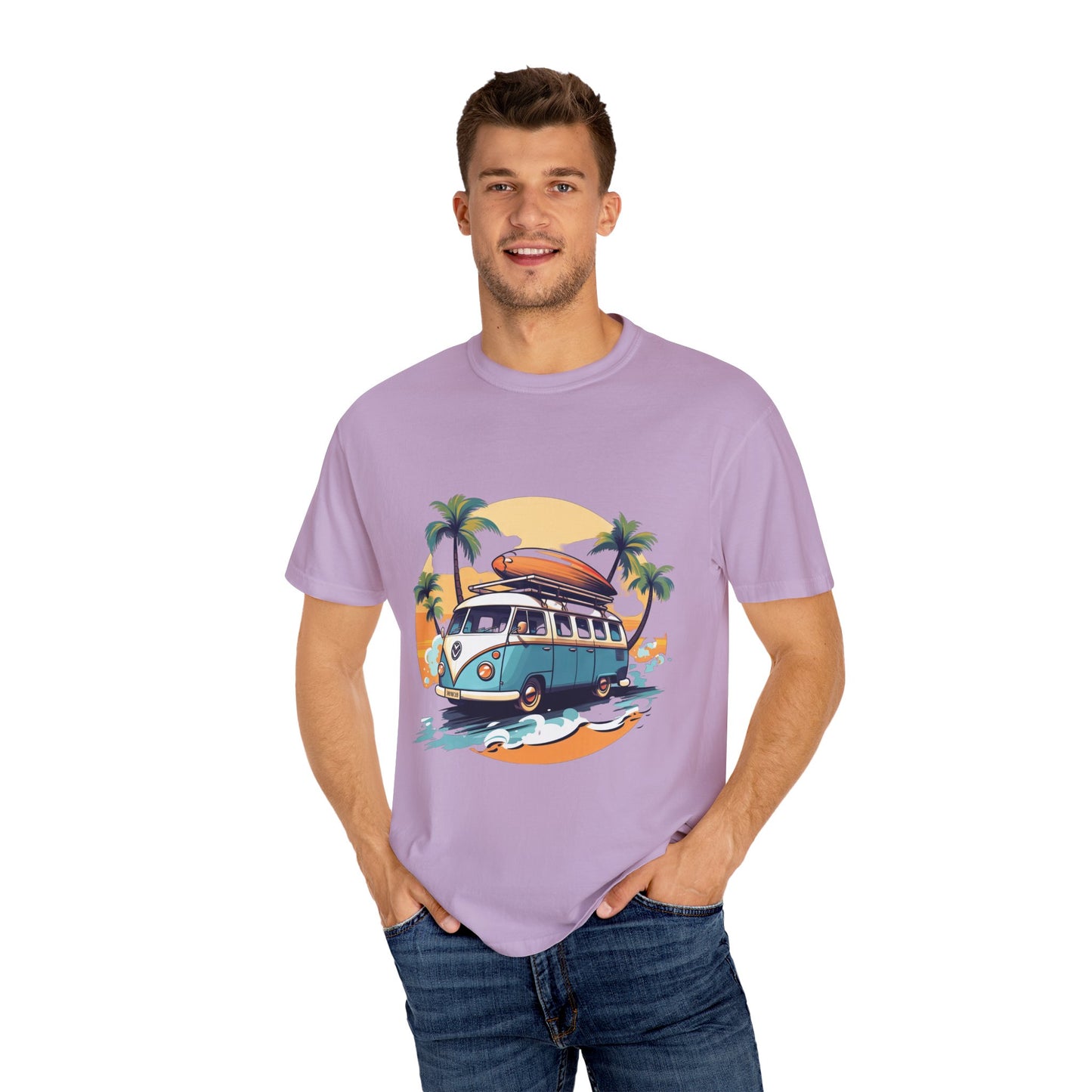 Retro Surf Van: Unisex Garment-Dyed T-shirt