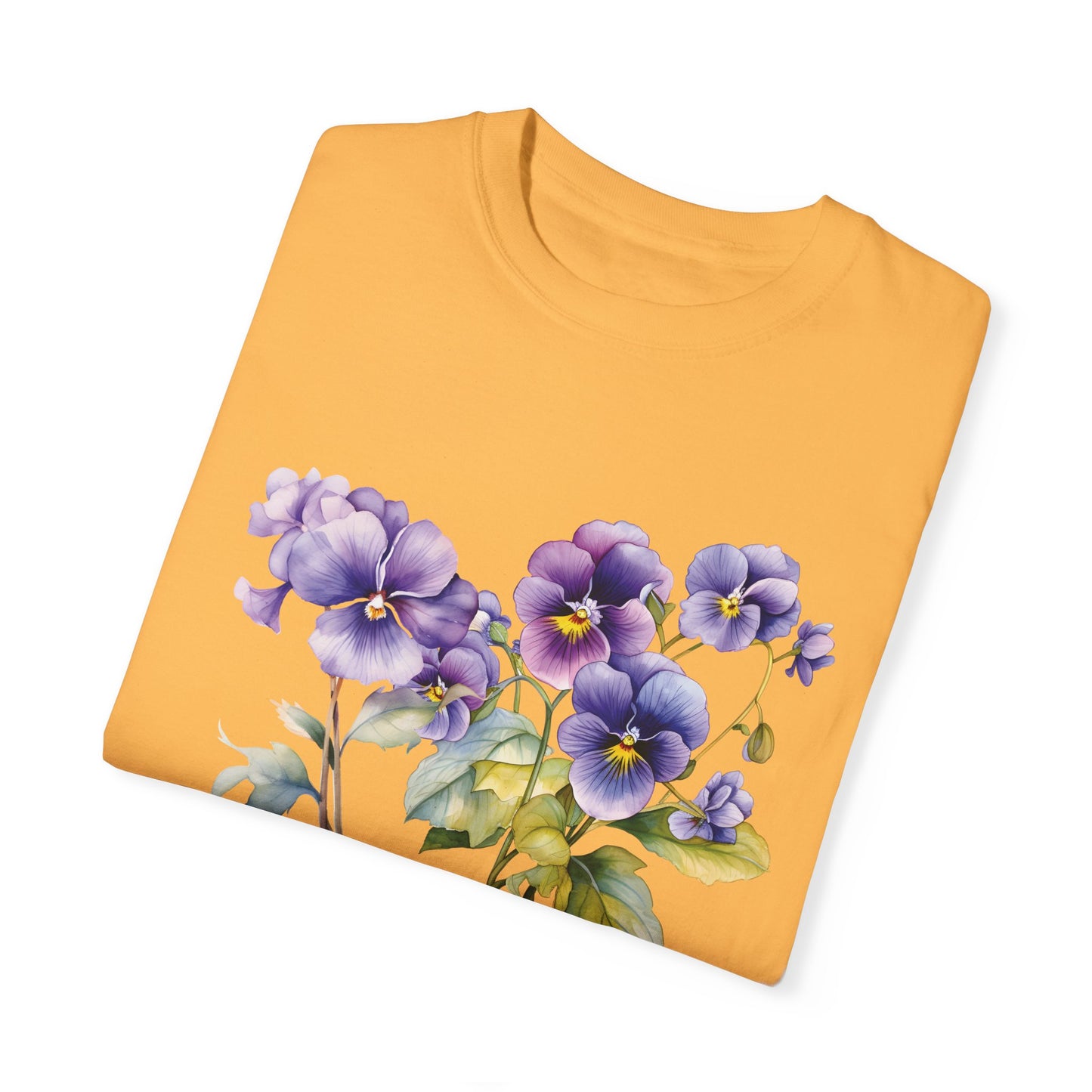 February Birth Flower "Violet" - Unisex Garment-Dyed T-shirt