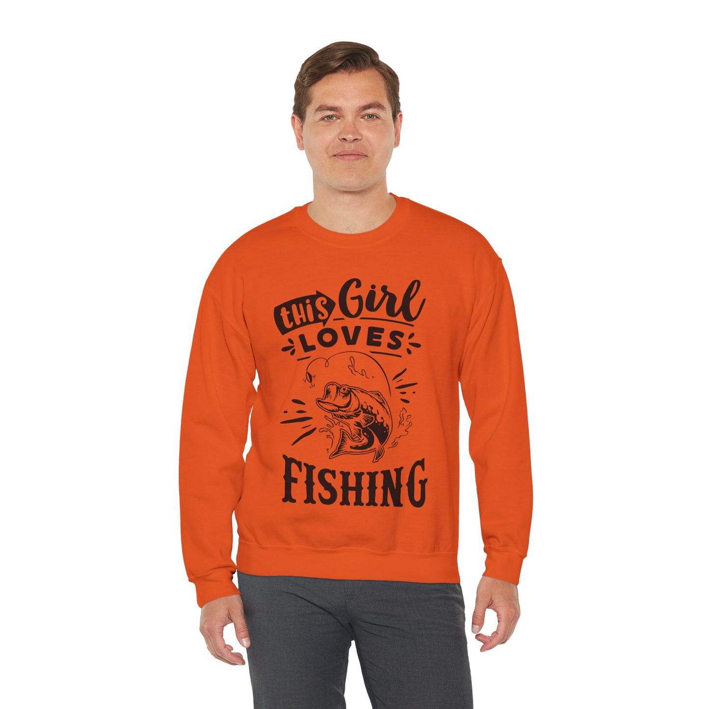 This girl loves fishing - Unisex Heavy Blend™ Crewneck Sweatshirt